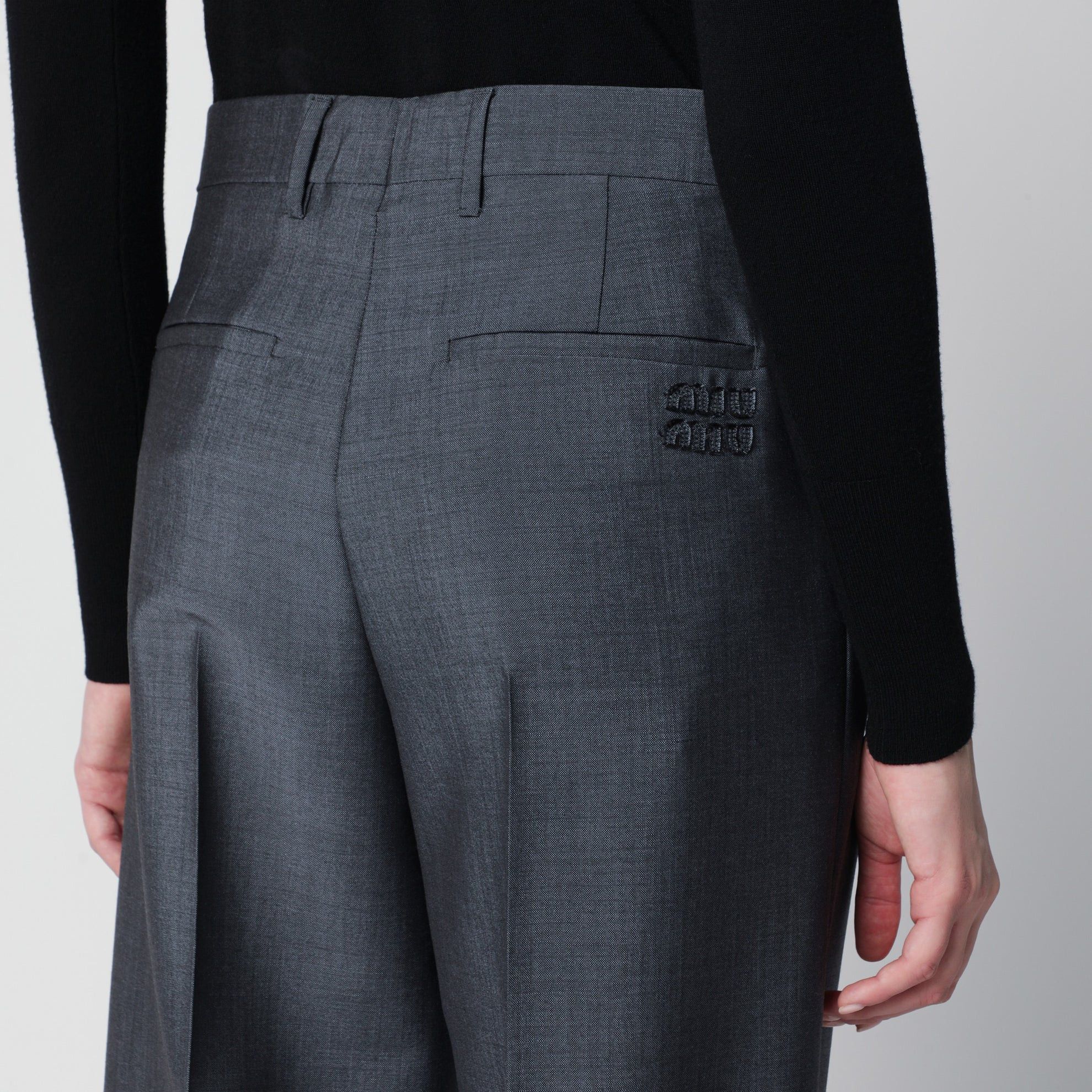 Miu Miu o1d2blof0426 Wool-Blend Pants in Gray Size 28" / US 6 / IT 42 - 5 Thumbnail
