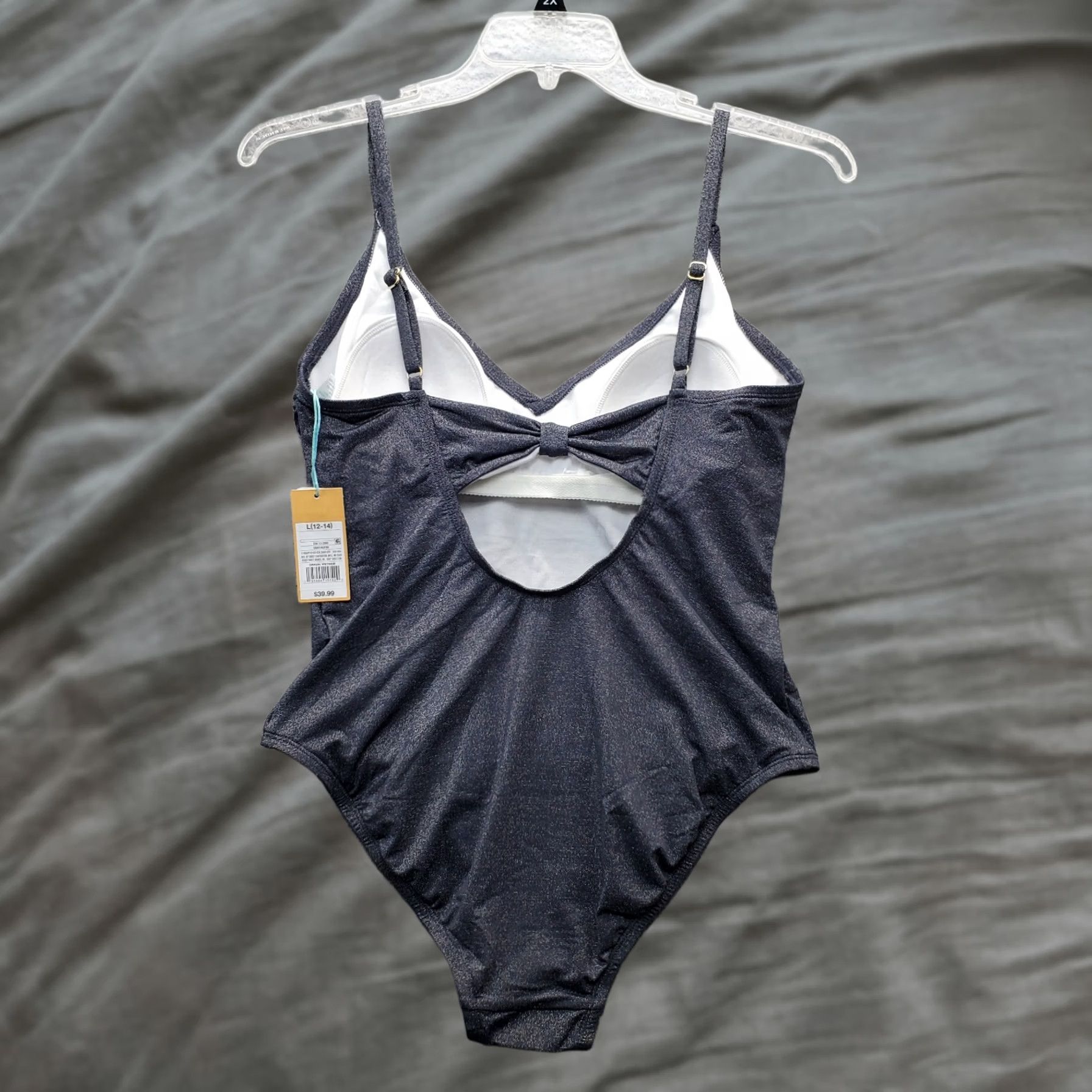 Vintage Kona Sol Swimsuit Women L Gray Adjustable Strap Cutout Back Sleeveless V-Neck Shirt NWT Size ONE SIZE - 1 Thumbnail
