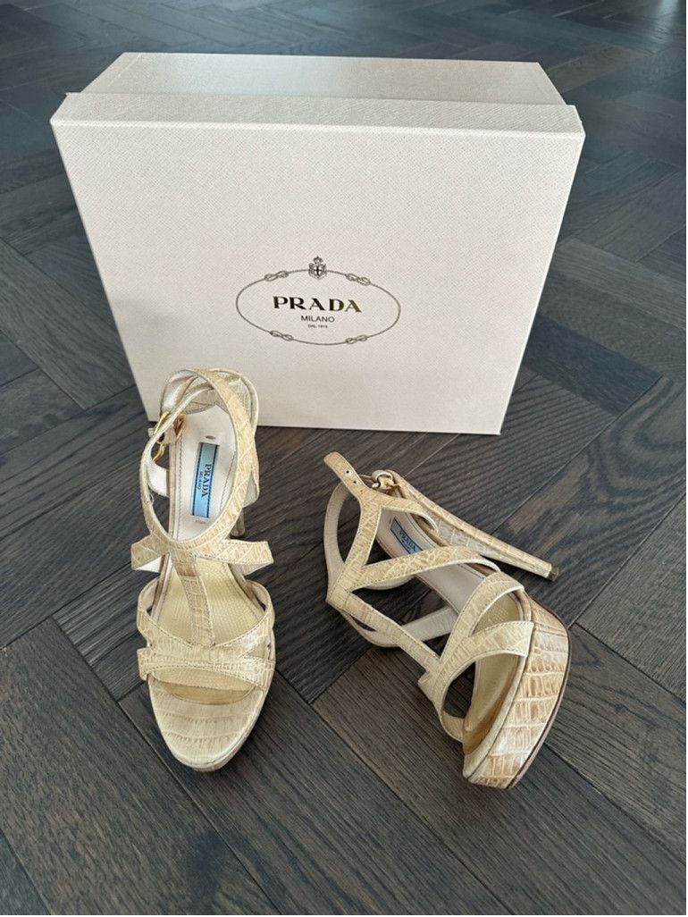 Prada Women's Prada Beige Leather Heels Size US 6.5 / IT 36.5 - 1 Thumbnail