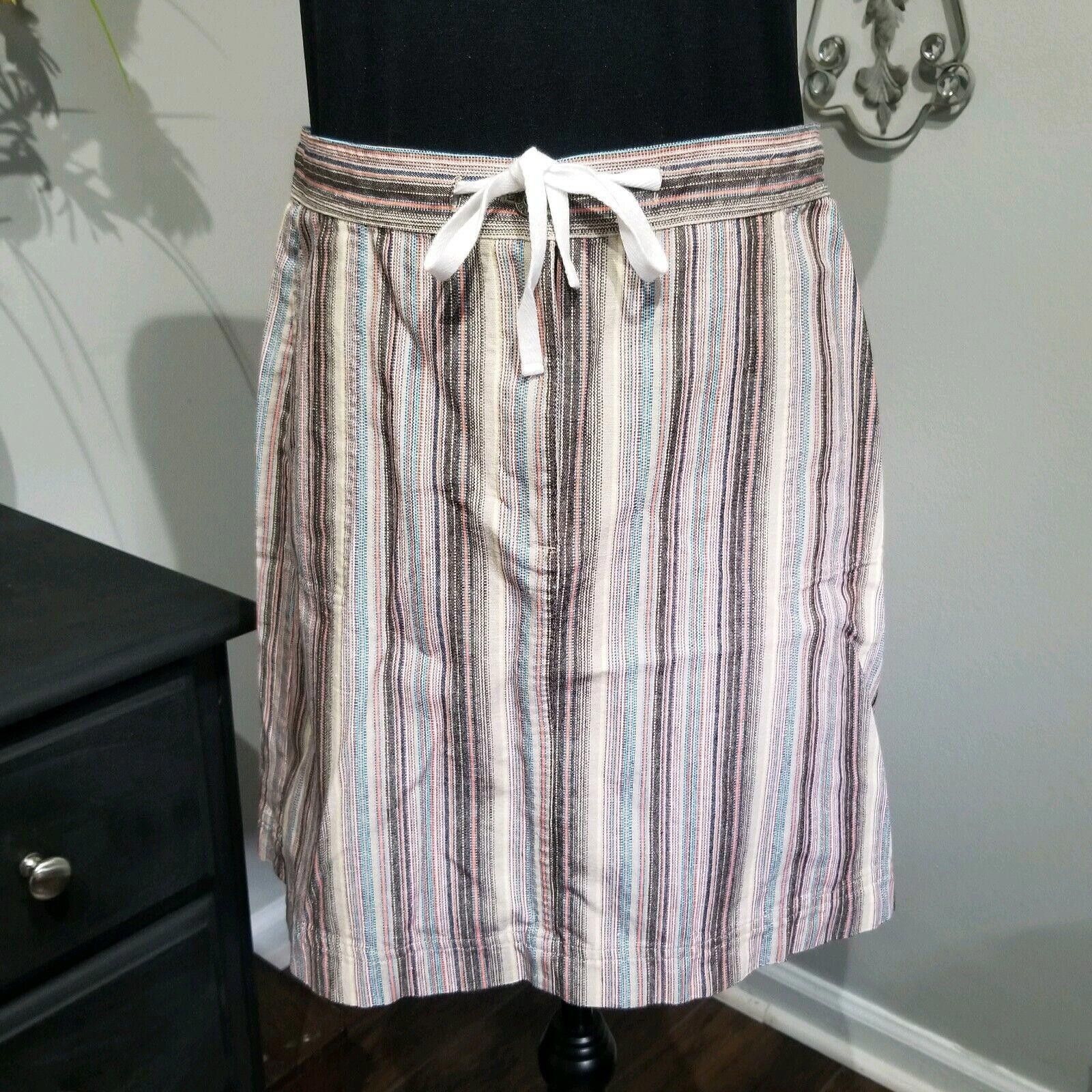 Designer Christopher & Banks Skirt 8 Striped Cotton Drawstring Size 30" / US 8 / IT 44 - 4 Thumbnail