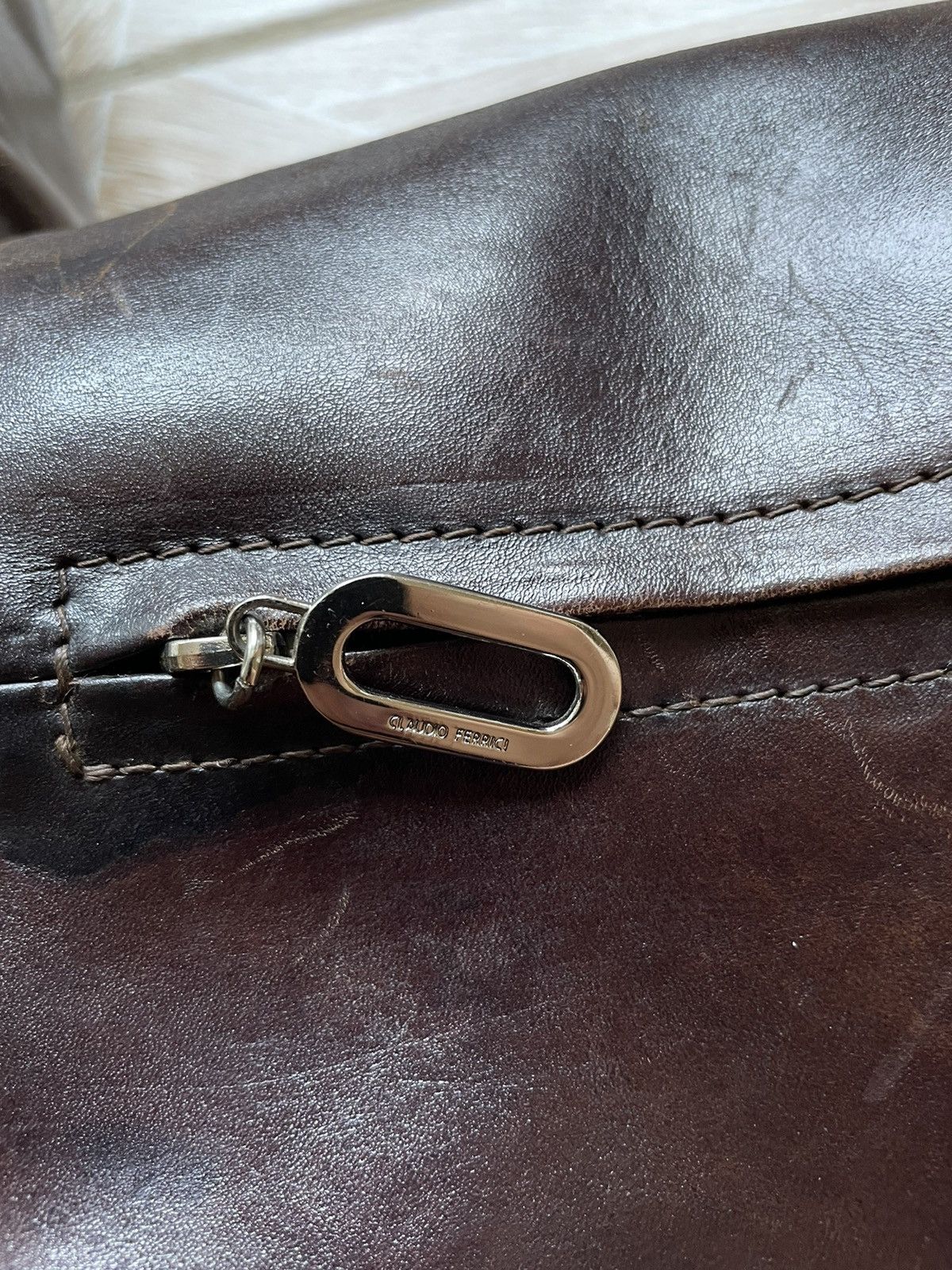 Vintage Retro Vintage Claudio Ferrici Leather Brown Shoulder Bag Size ONE SIZE - 11 Thumbnail