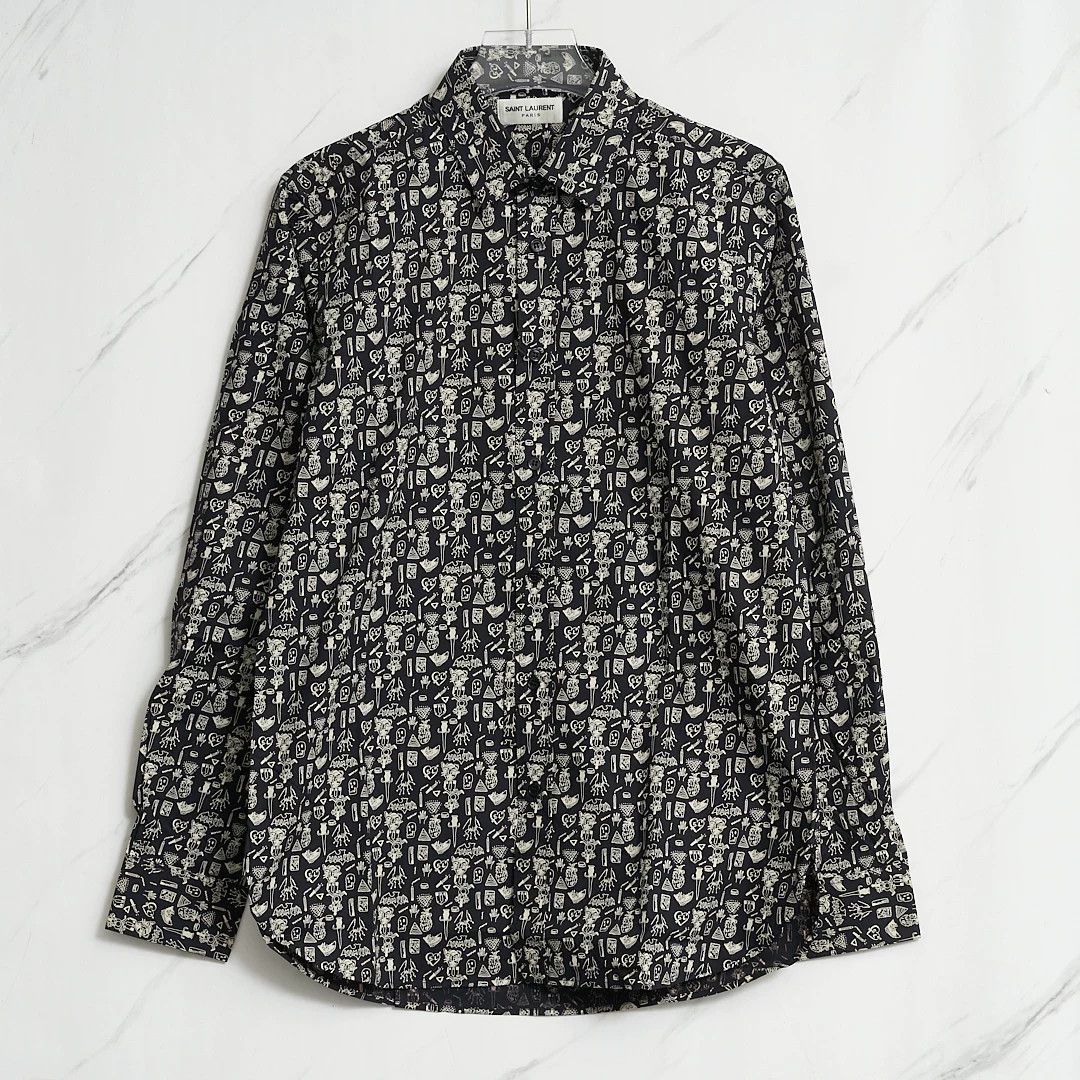 Saint Laurent Paris Saint Laurent Men's Patterned Print Shirt Size US M / EU 48-50 / 2 - 1 Thumbnail