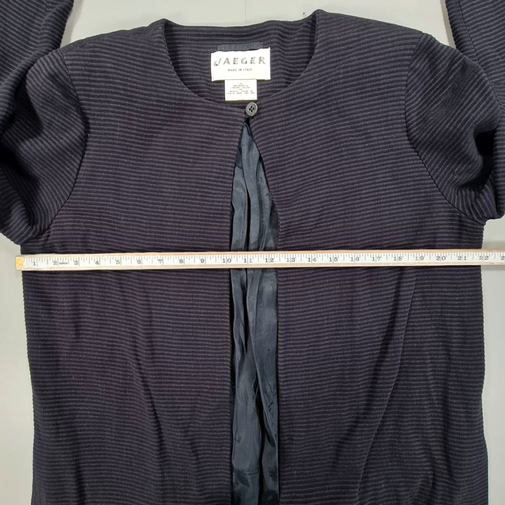 Jaeger Jaeger Womens Jacket Navy Blue Striped Lightweight 12 UK Linen Blend Viscose Open Front Casual Womens Jacket Size XL / US 12-14 / IT 48-50 - 5 Thumbnail