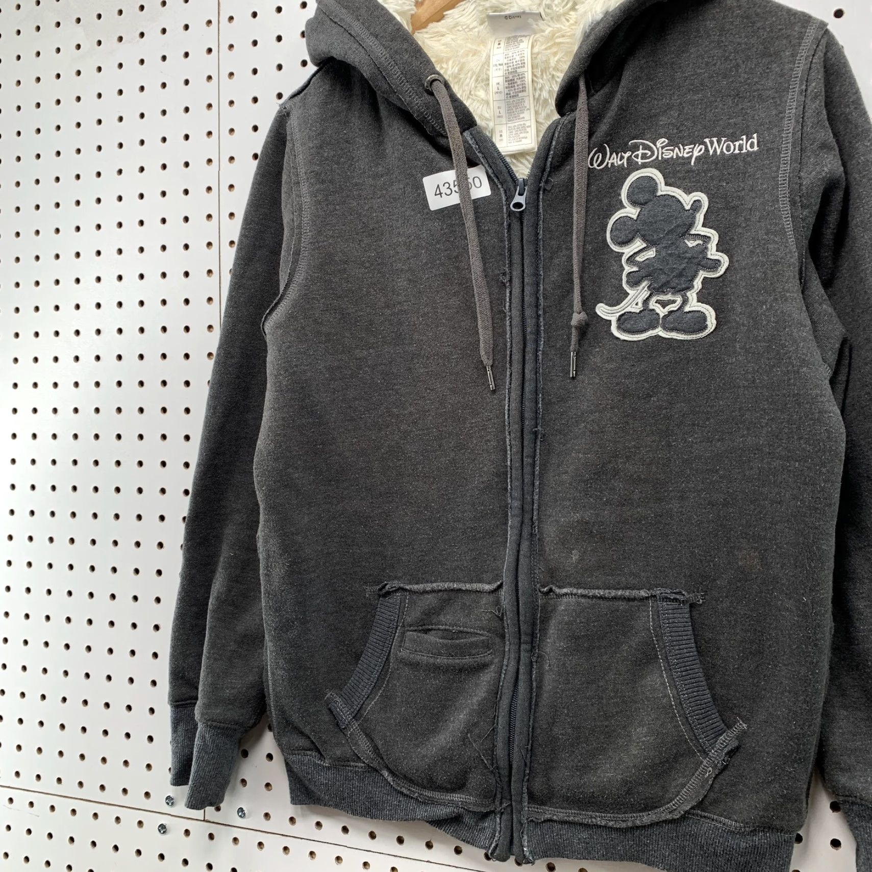 Disney Walt Disney World Gray Hoodie Zip Sweatshirt Womens Large Sherpa Lined Heavy Hoodie Size L / US 10 / IT 46 - 3 Thumbnail