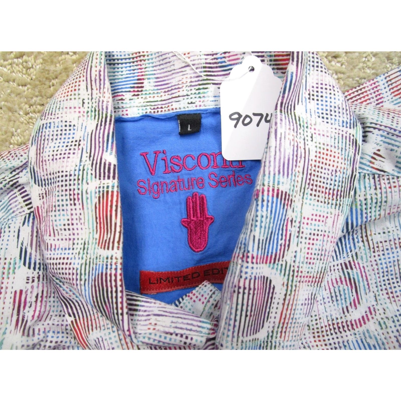 Luchiano Visconti Visconti Shirt Men L White Multicolor Geometric Long Sleeve Button-Down Limited Edition Size US L / EU 52-54 / 3 - 8 Thumbnail