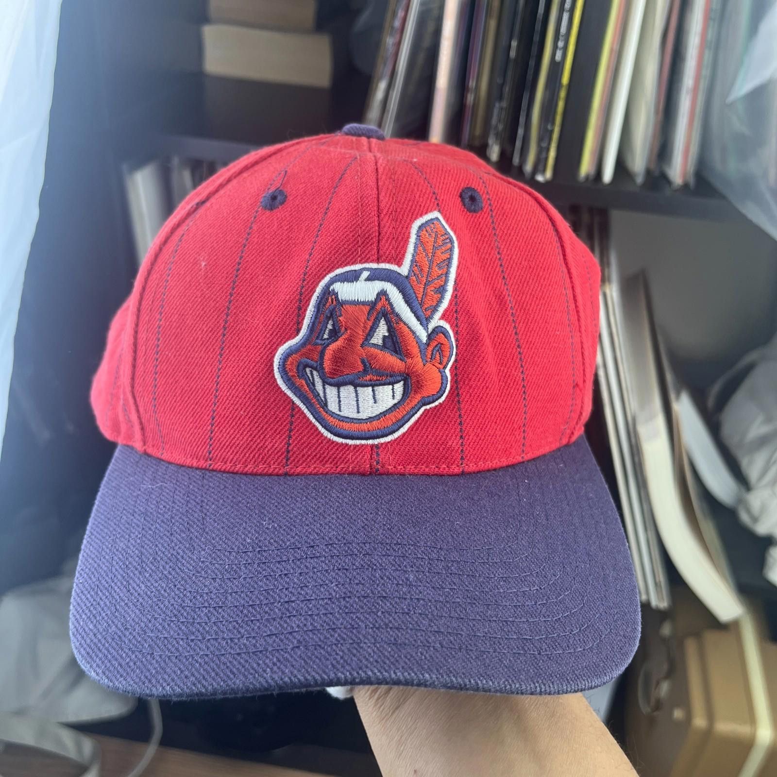 Other Vintage 90s Cleveland Indians MLB Pinstripe Snapback Hat Size ONE SIZE - 1 Thumbnail
