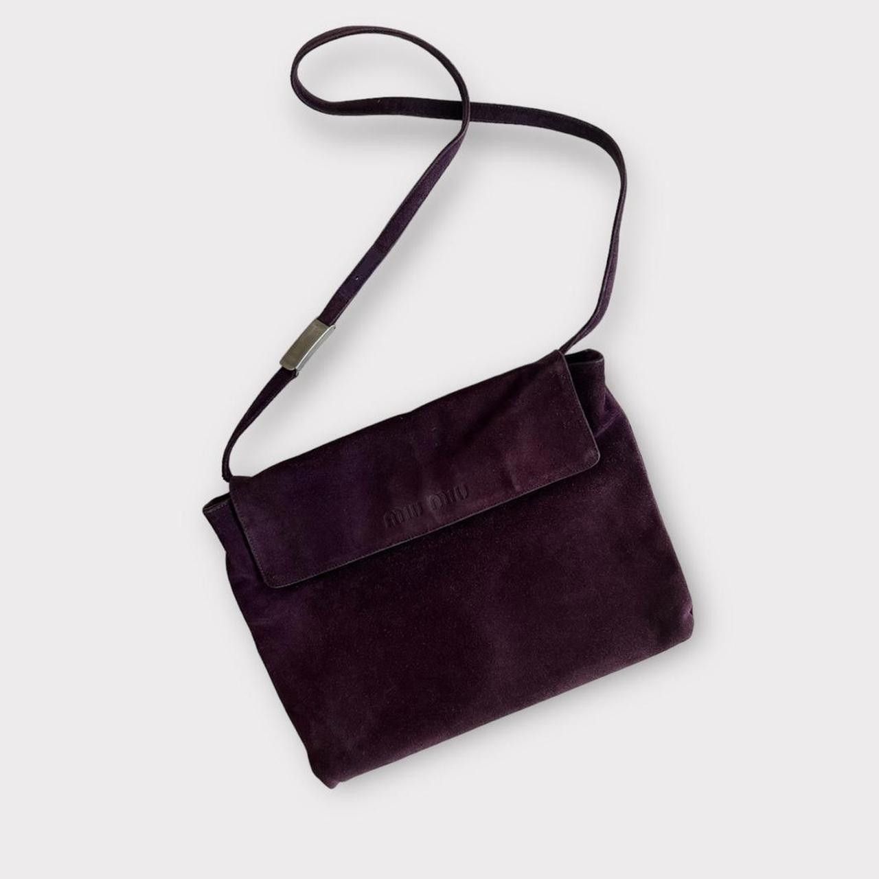 image of Early 2000S Miu Miu Purple Suede Crossbody Bag, Women's