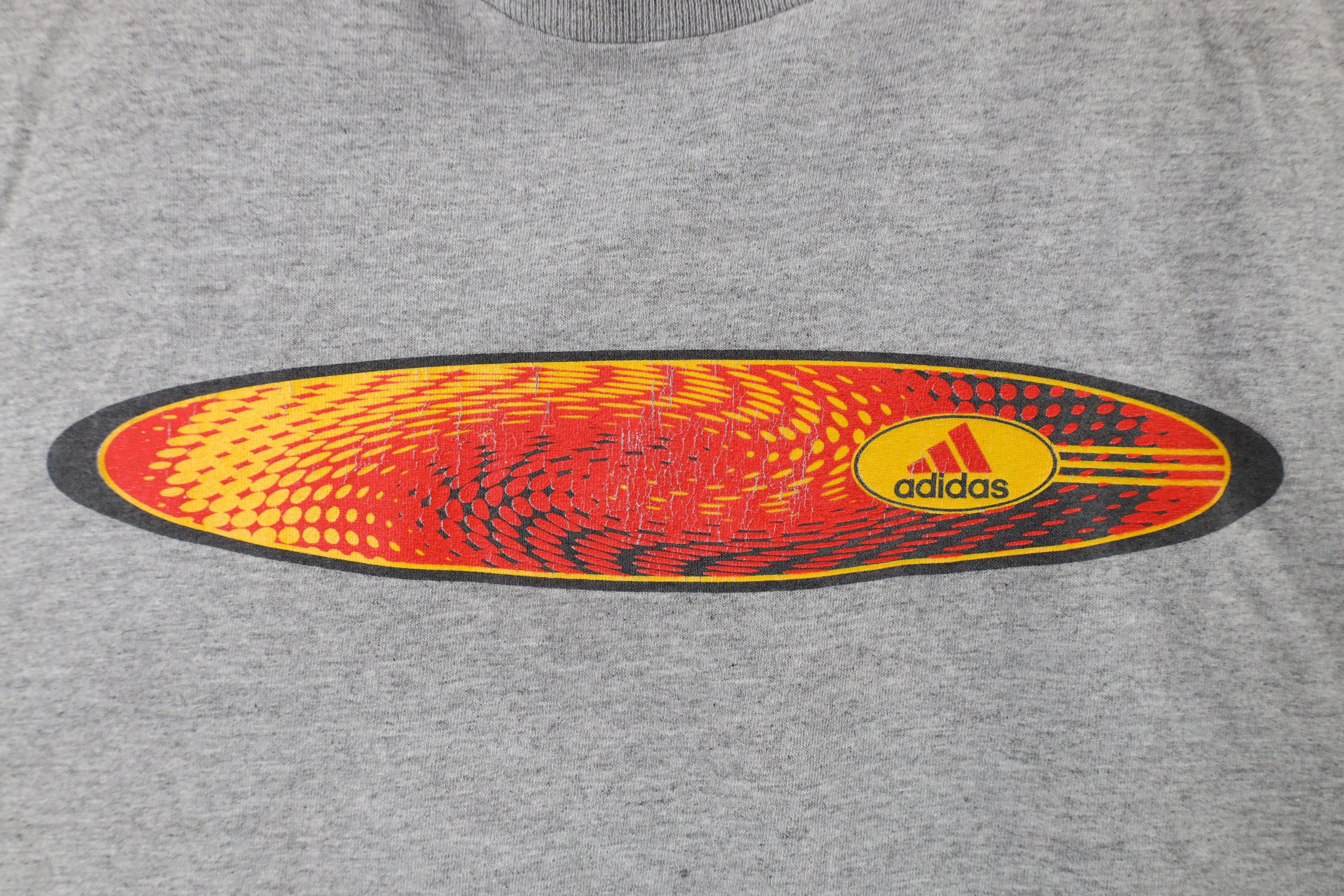 Adidas × Vintage Vintage 90s Adidas Spell Out Geometric T-Shirt Gray USA Size US L / EU 52-54 / 3 - 4 Thumbnail