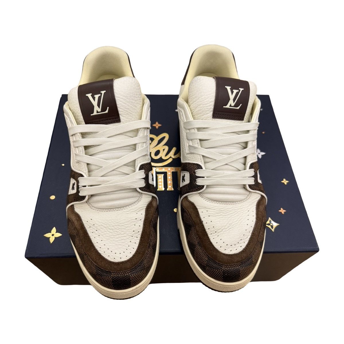 Louis Vuitton Louis Vuitton Damier White Mocha Brown Low-Top Trainer Size US 8.5 / EU 41-42 - 2 Thumbnail