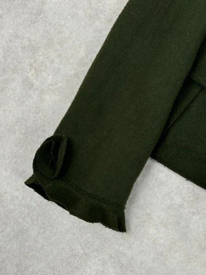 Moschino 2010s Moschino Olive Wool Ruffled Blazer Jacket Size S / US 4 / IT 40 - 10 Thumbnail