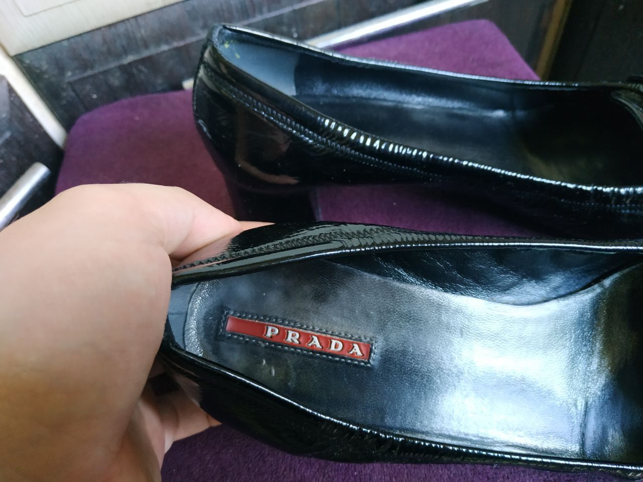 Prada Prada Black Patent Ballet Flats Gold Buckle EU 37 Size US 6 / IT 36 - 7 Thumbnail