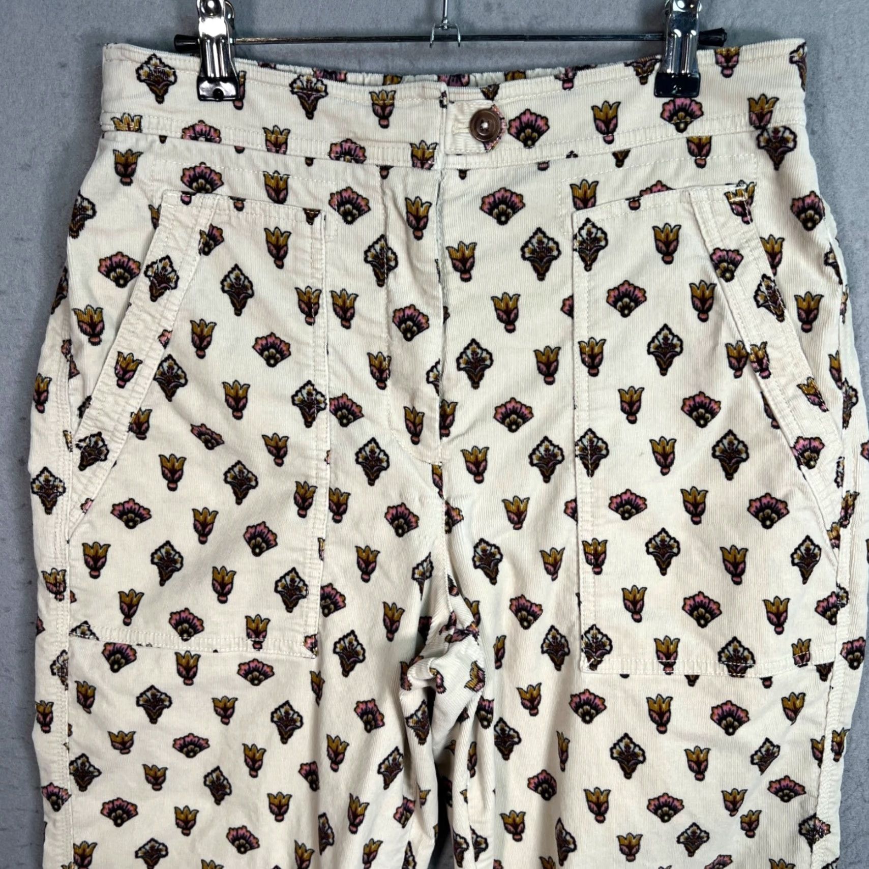 Anthropologie Anthropologie Women's Floral Corduroy Pants Size 6 High Rise Tapered Ankle Ivory Casual Size 28" / US 6 / IT 42 - 5 Thumbnail