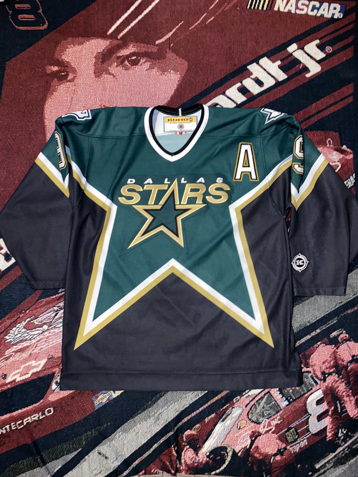 image of Vintage Koho Dallas Stars Mike Modano Hockey Jersey in Green, Men's (Size XL)