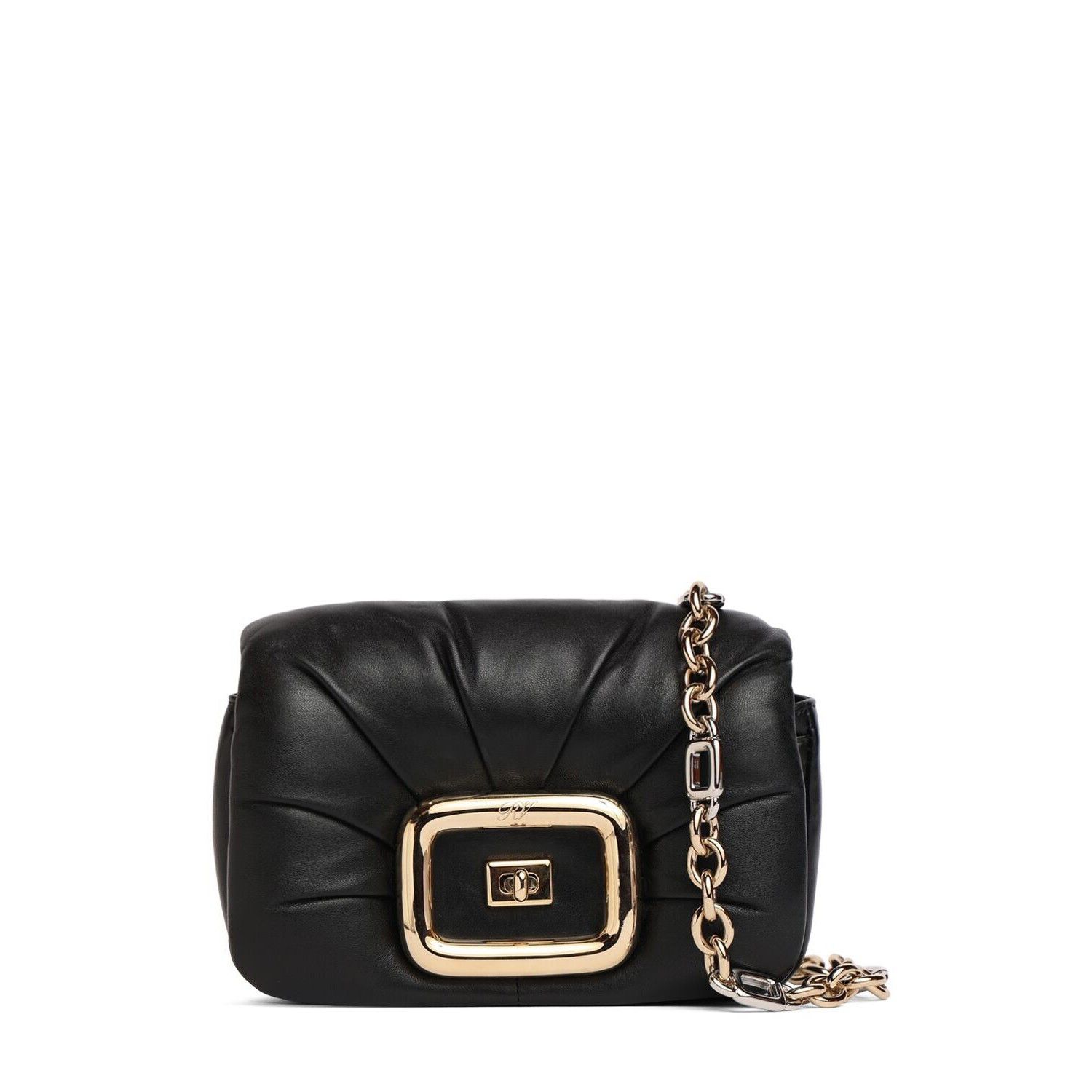 ROGER VIVIER Viv Choc Mini Black/Gold Leather Shoulder Bag N