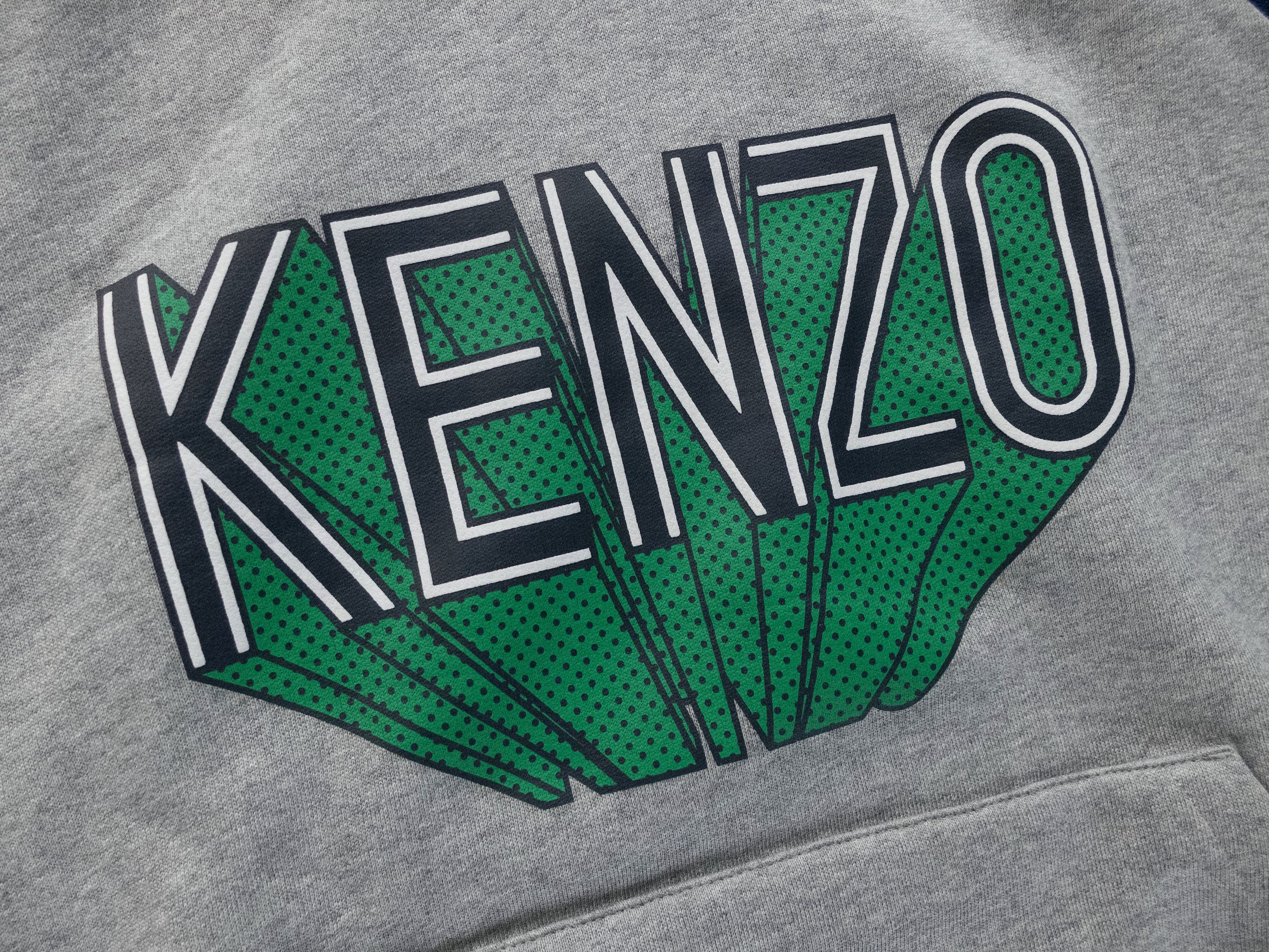 Kenzo KENZO gray & navy blue logo print hoodie sweatshirt Large Size US L / EU 52-54 / 3 - 8 Thumbnail