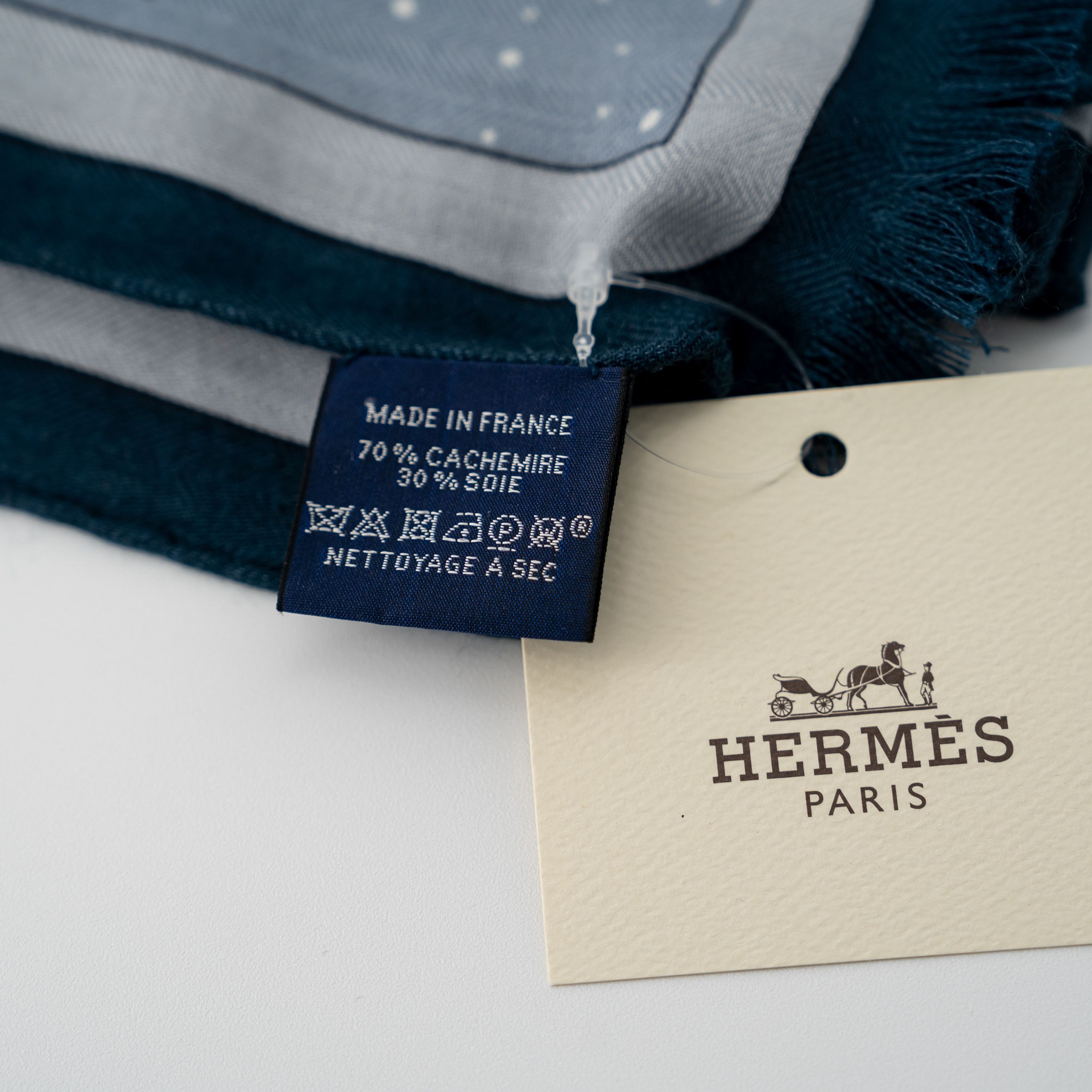 Hermes Hermes COSMIC HORSE SET scarf 63x180CM Cashmere Silk Blue Size ONE SIZE - 3 Thumbnail