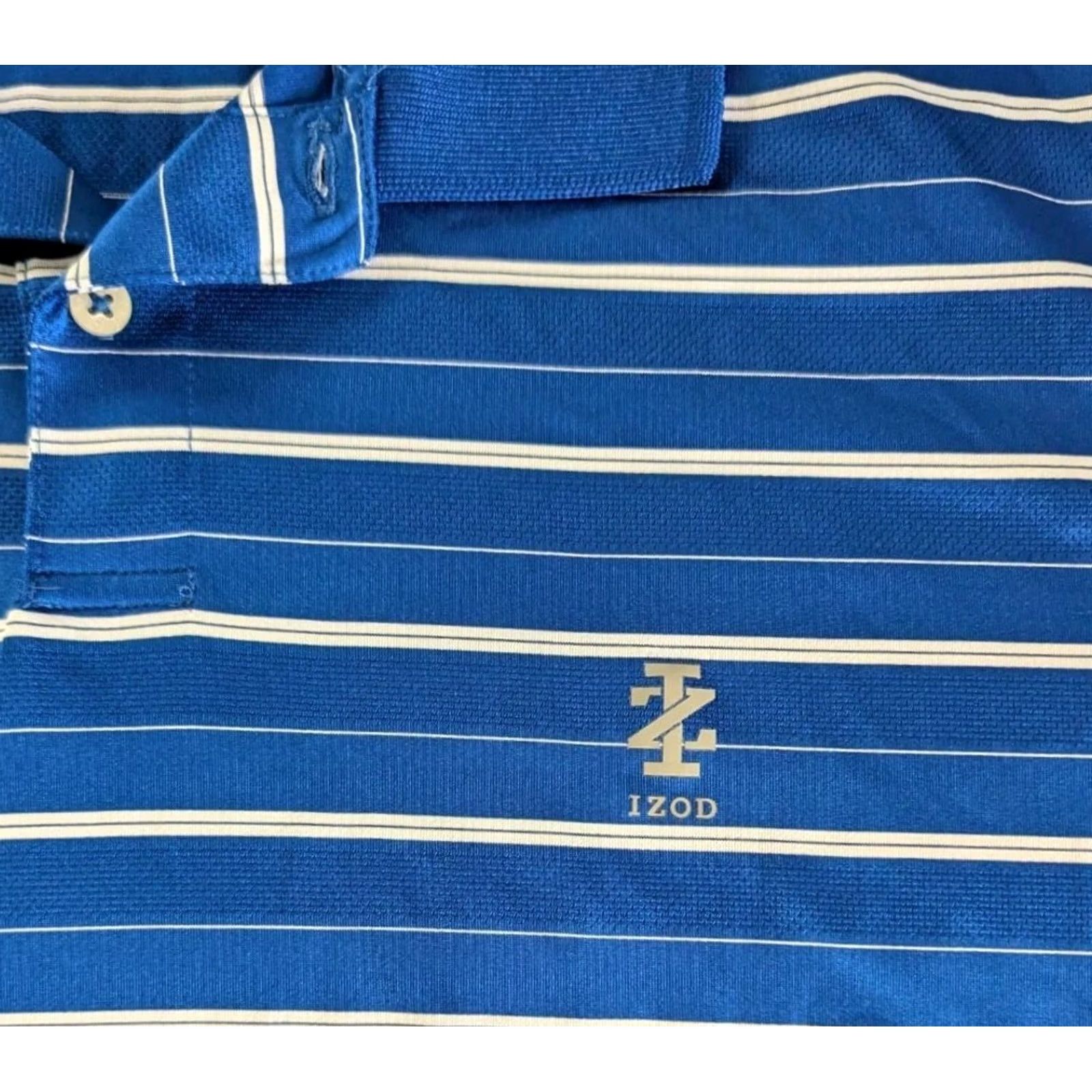 Izod IZOD Golf Polo Shirt Short Sleeve Striped Blue Mens XXL Regular Breathable Moisture Wicking Quick Dry Performance Sports Polo Shirt Size US XXL / EU 58 / 5 - 3 Thumbnail