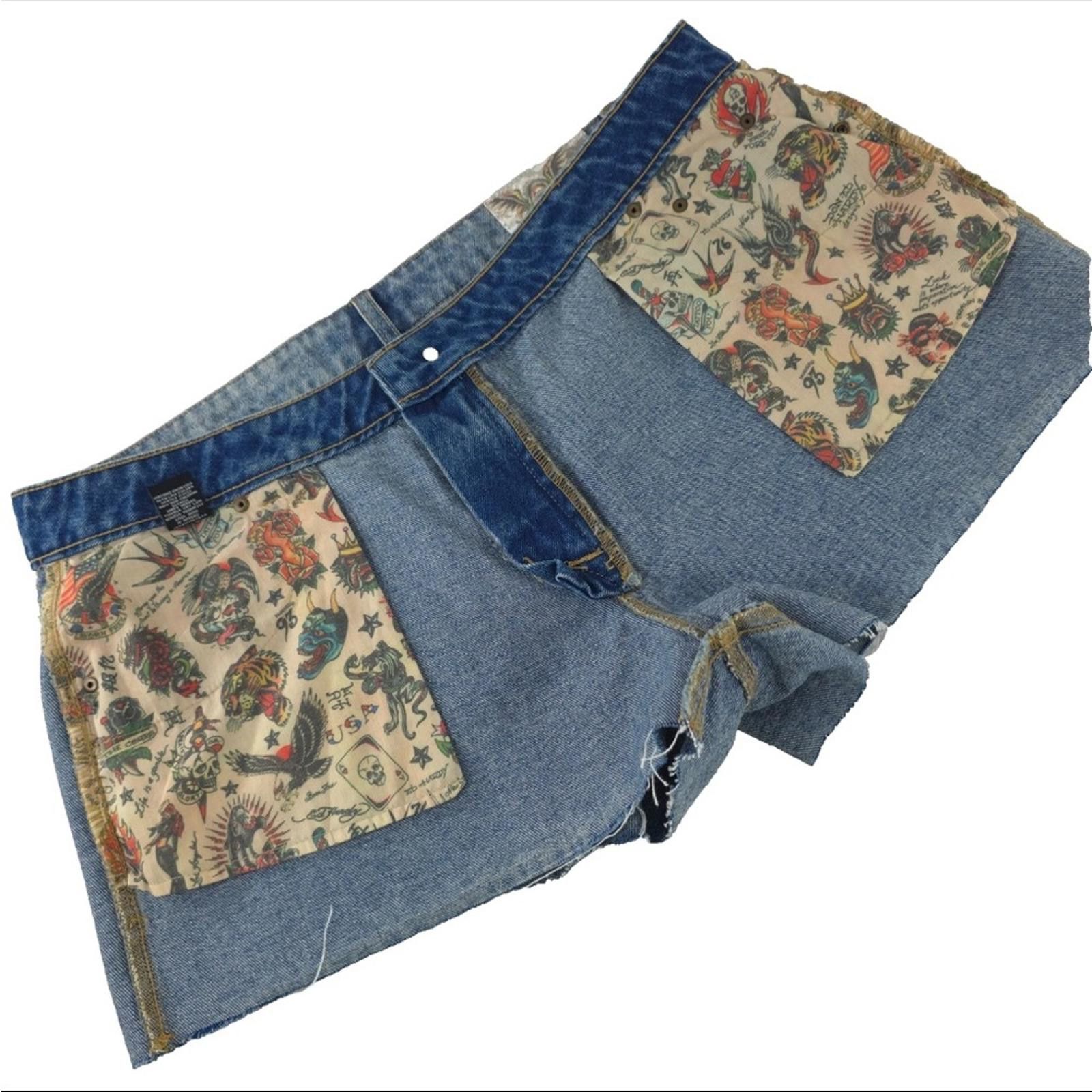Ed Hardy Ed Hardy Denim Shorts with Tattoo Art Design Size 36" / US 14 / IT 50 - 3 Thumbnail