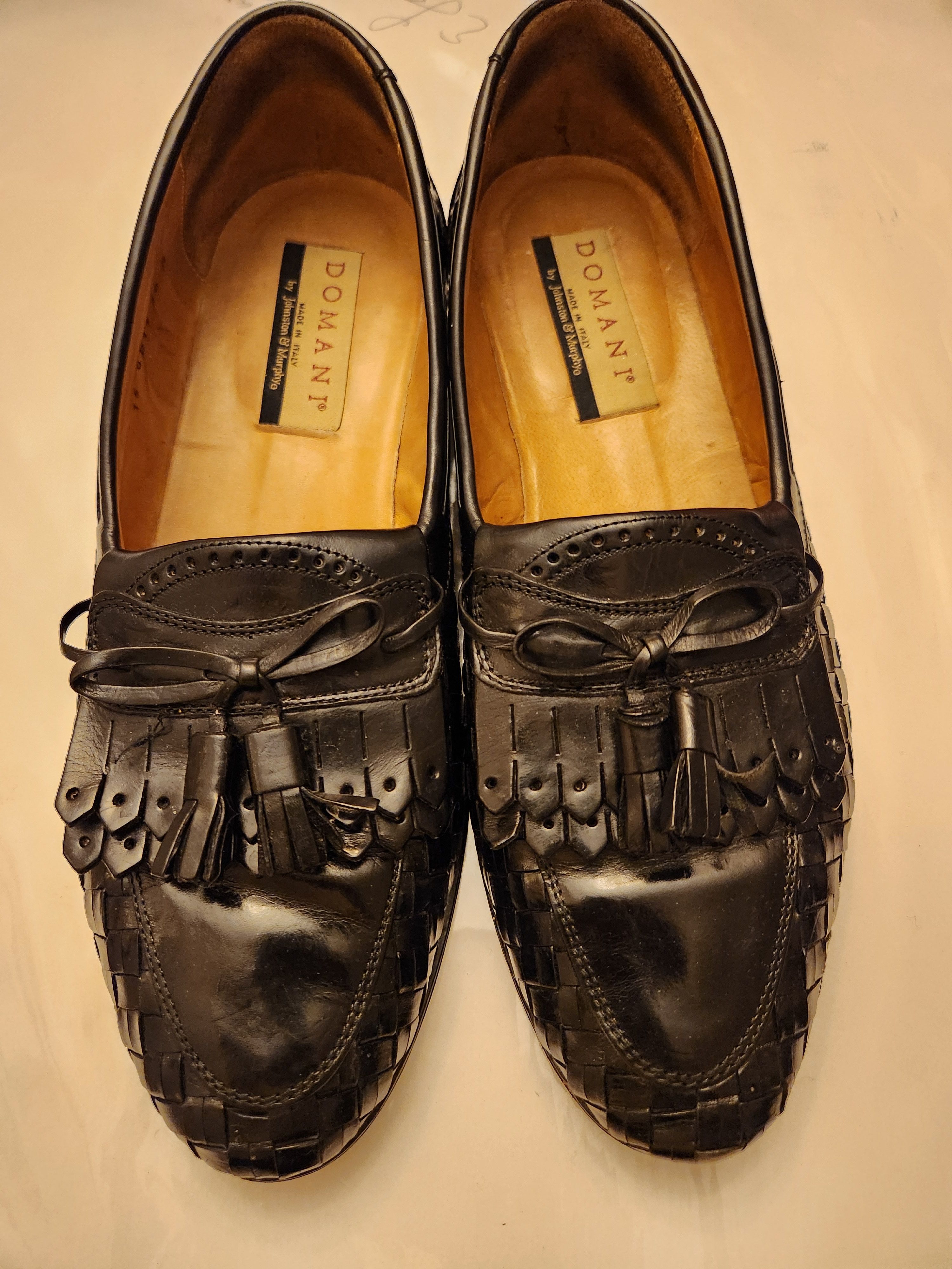 Johnston & Murphy Vintage Domani 100% Leather Woven Tasseled Slip-on Loafers Size US 10 / EU 43 - 1 Thumbnail