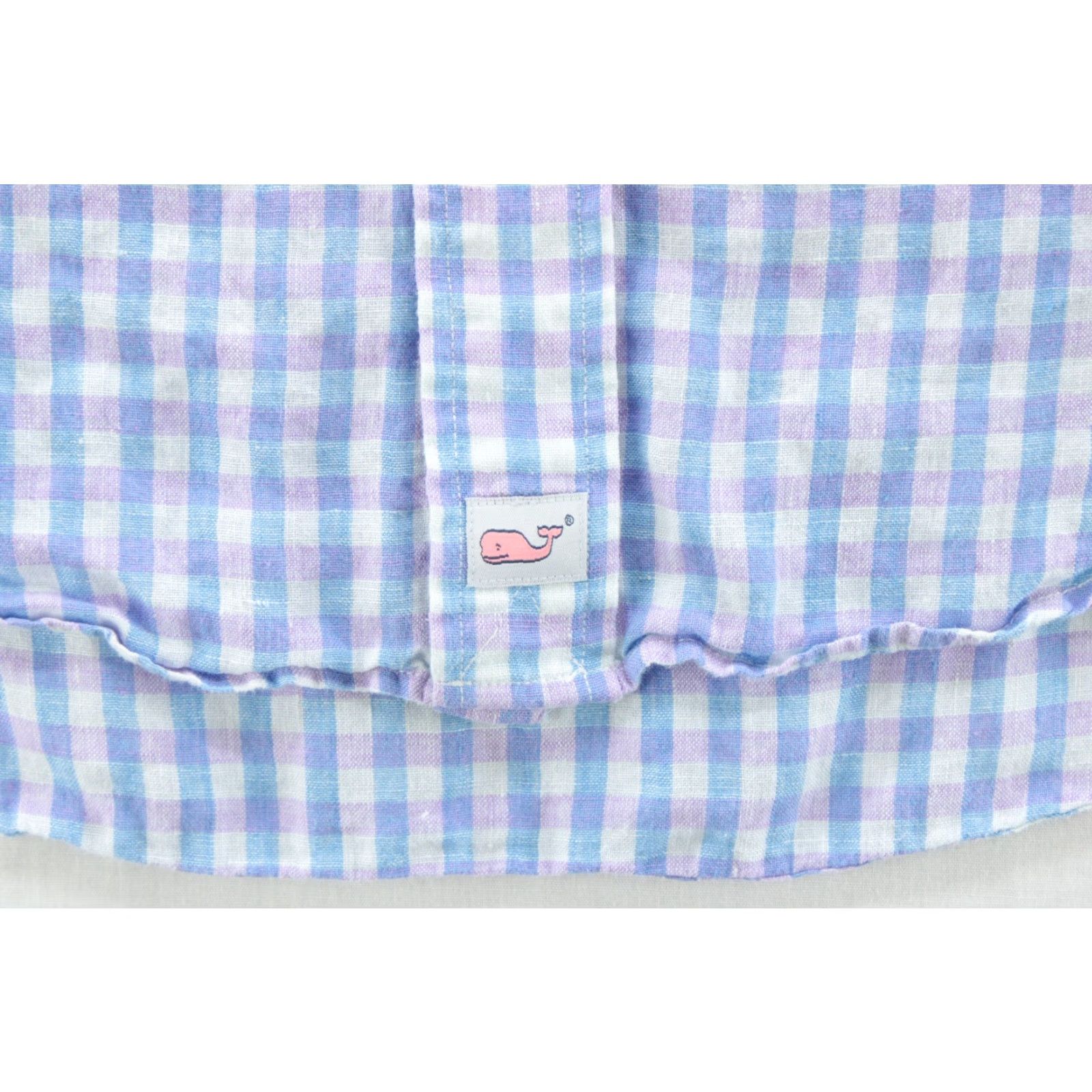 Vineyard Vines VINEYARD VINES Murray 100% Linen Shirt Mens Medium Purple Check Long Sleeve Shirt Size US M / EU 48-50 / 2 - 3 Thumbnail