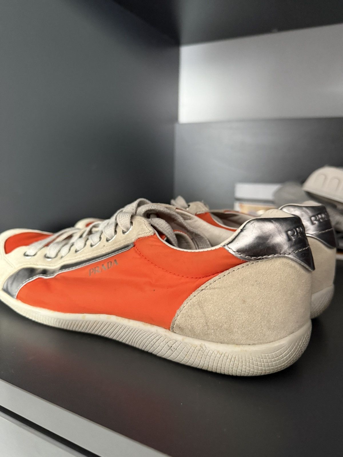 Prada Prada Sneakers Orange / Grey Suede – Vintage Designer Size US 9 / EU 42 - 3 Thumbnail