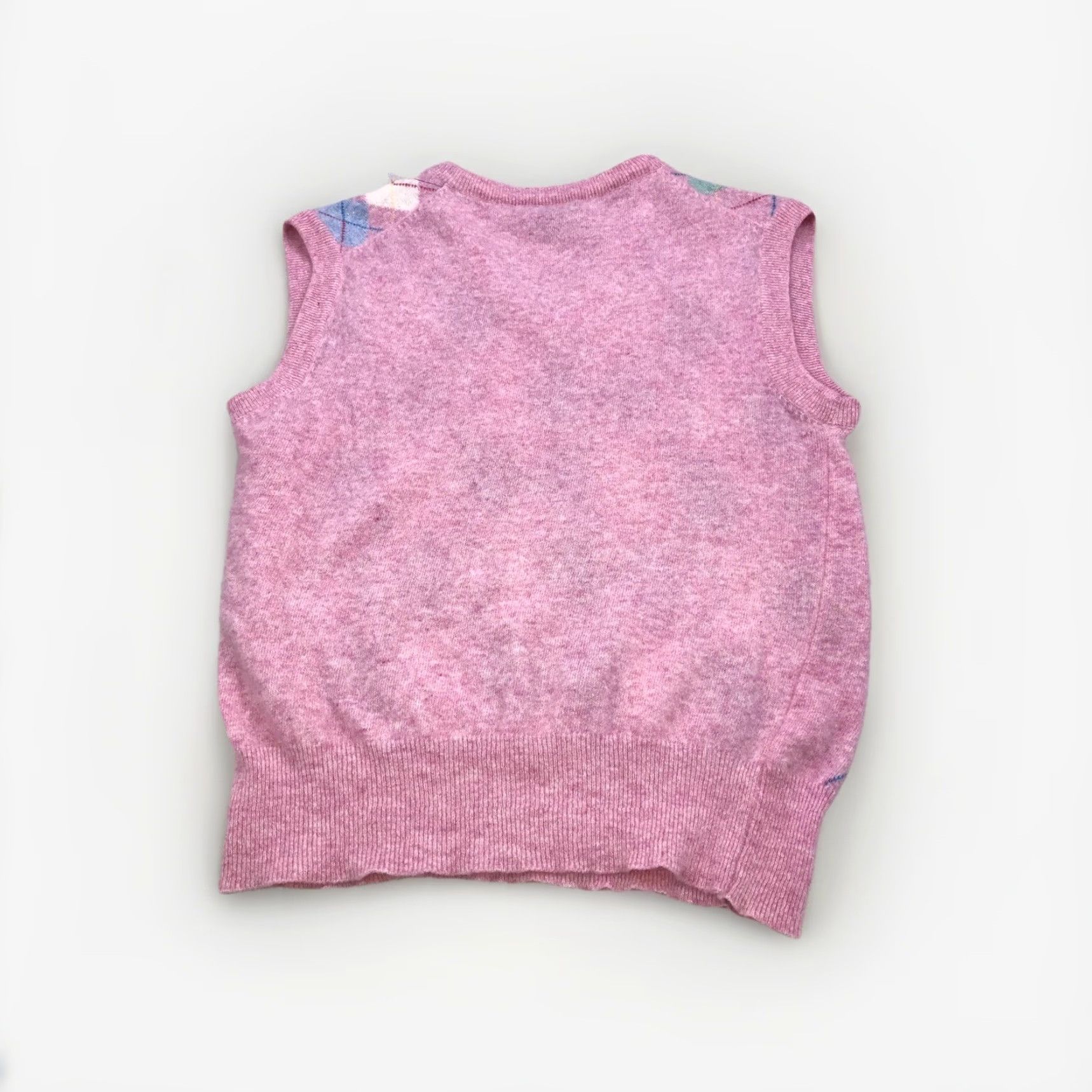 Pinko VINTAGE Kenneth Allen Sleeveless Vest Womens XXL Pink Argyle Lambswool Wool Knit V-Neck 90s Classic 3 Decade Theme Womens Size XL / US 12-14 / IT 48-50 - 5 Thumbnail