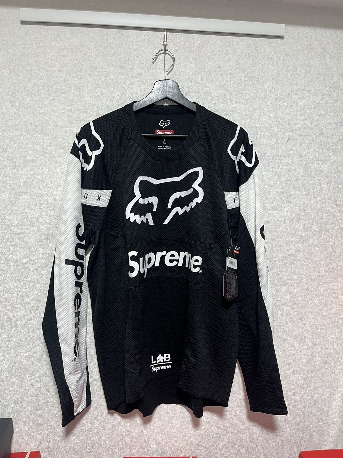 Supreme L 18ss supreme fox racing moto jersey top black | Grailed