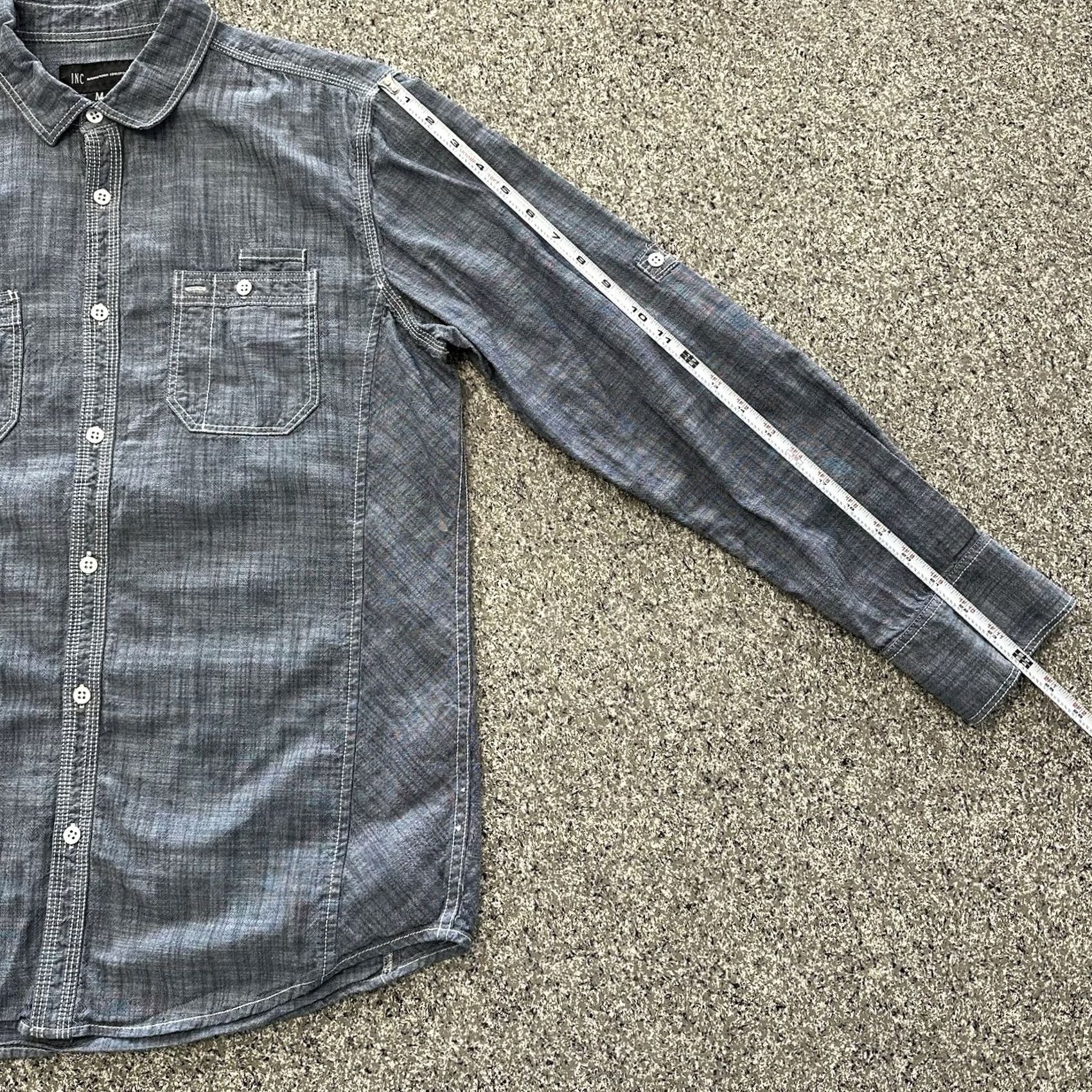 Vintage INC International Concepts Shirt Mens M Chambray Long Sleeve Button Up Blue Size US M / EU 48-50 / 2 - 6 Thumbnail