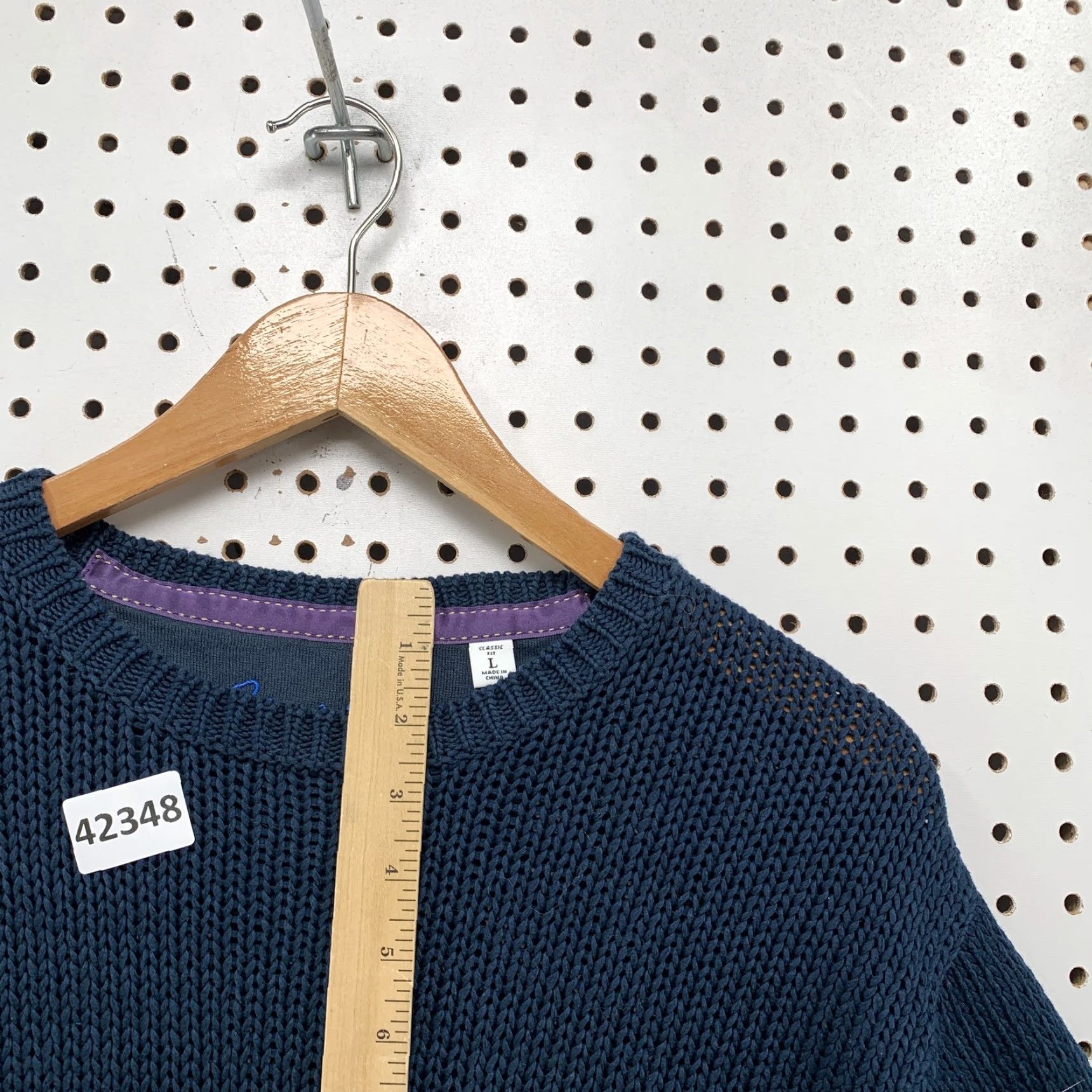 Robert Graham Robert Graham Mens Sweater Navy Blue Large Crew Neck Knit Pullover 90s Style Patternless Crew Neck Mens Size US L / EU 52-54 / 3 - 6 Thumbnail