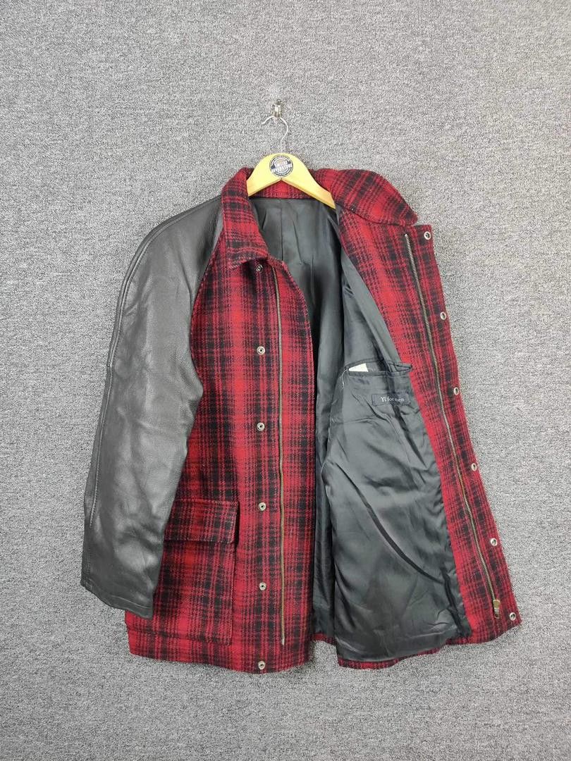 Y's for Men Vintage Y's For Men Yohji Yamamoto Plaid Wool Leather Jacket Size US XL / EU 56 / 4 - 9 Thumbnail