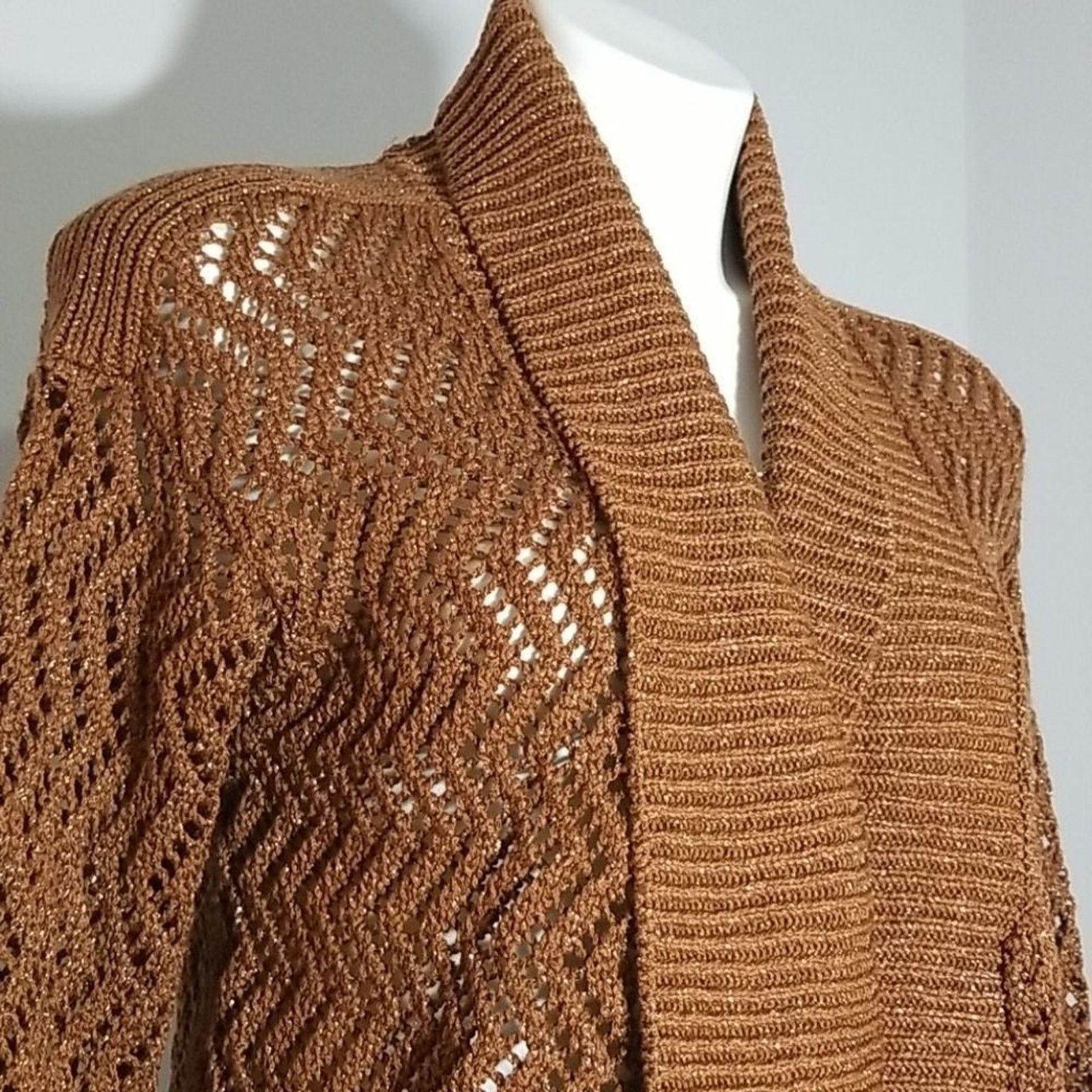 Other NWT Ellen Tracy Shaw Collar Crocheted Shrug Cardigan Size XS / US 0-2 / IT 36-38 - 2 Thumbnail