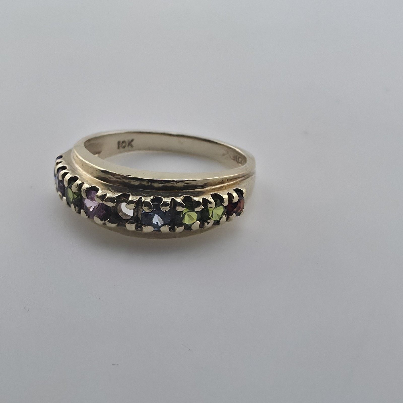 Other 10K Yellow Gold Multi Gemstone Ring 6.5 VTG Missing Stone Size ONE SIZE - 3 Thumbnail