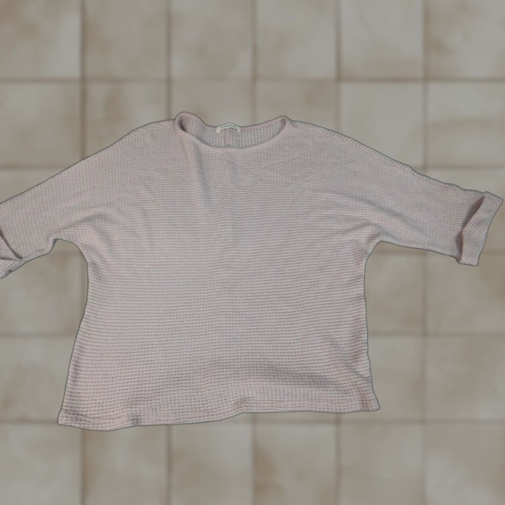 Pinko Ginger G Womens Sweater S Pink Dolman Crew Knit Pullover Short Sleeve Floral Logo Cotton Viscose Lightweight Open Stretch Regular Classic Size S / US 4 / IT 40 - 1 Thumbnail