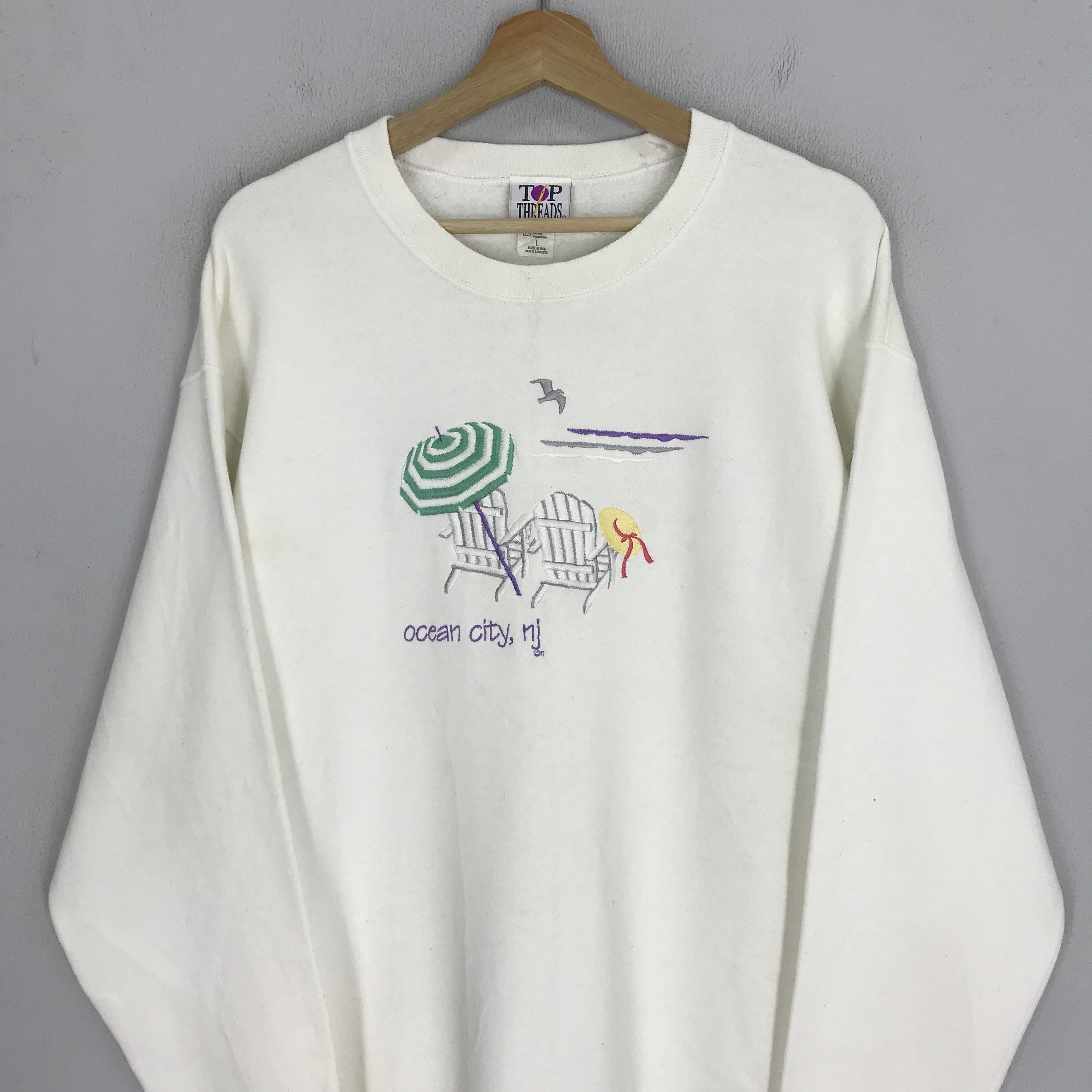 Ocean Pacific Vintage Ocean City White Sweatshirt Larg - 312 Size US L / EU 52-54 / 3 - 3 Thumbnail