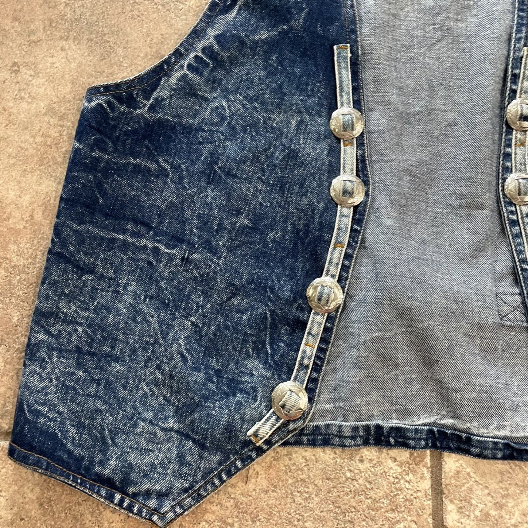 Denime VINTAGE Razzle Dazzle Denim Vest Women's Large Blue Cotton Casual Jacket Size L / US 10 / IT 46 - 3 Thumbnail