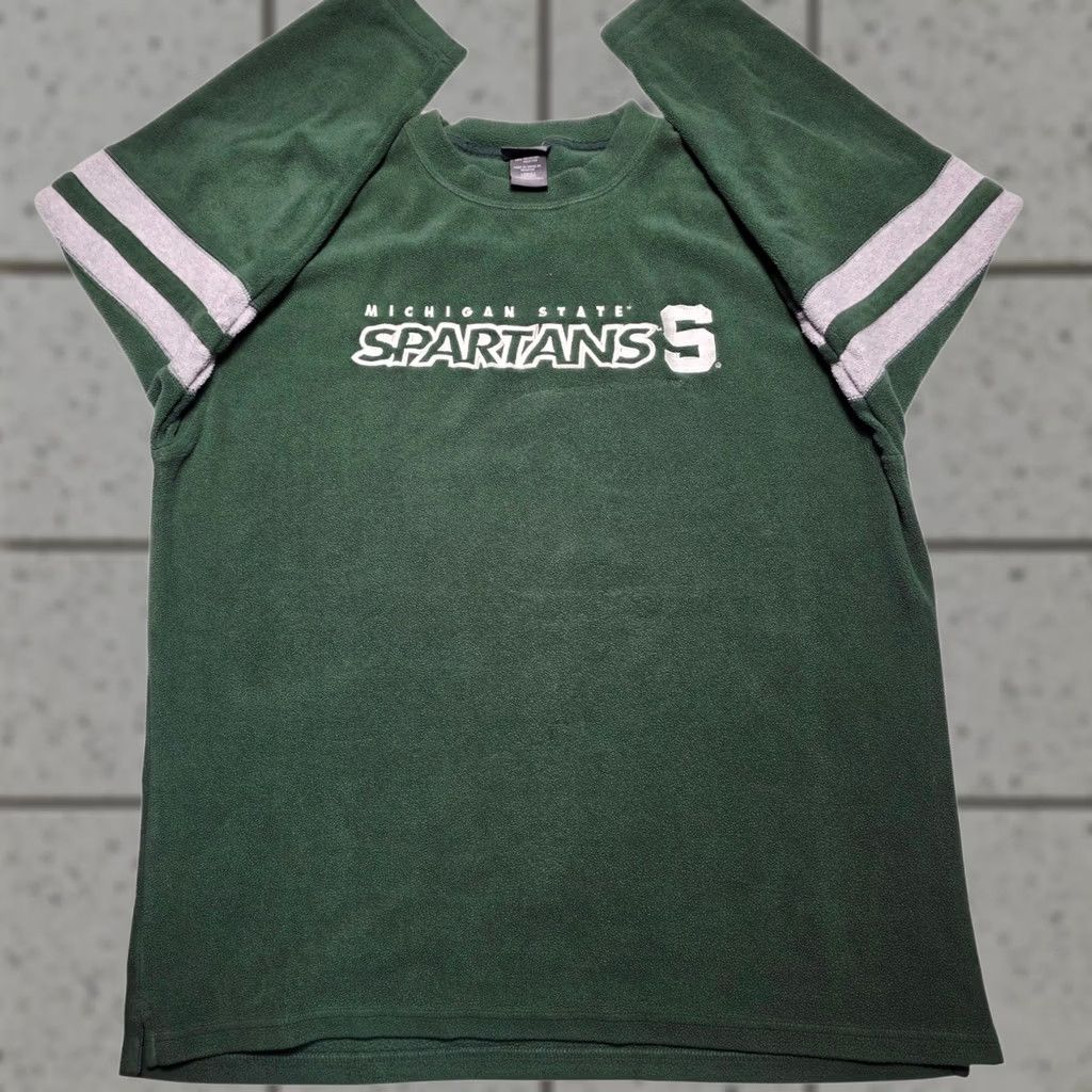 Vintage VINTAGE Michigan State Spartans Fleece Sweatshirt MSU Pro Edge L Green Regular Mens Size US L / EU 52-54 / 3 - 1 Thumbnail