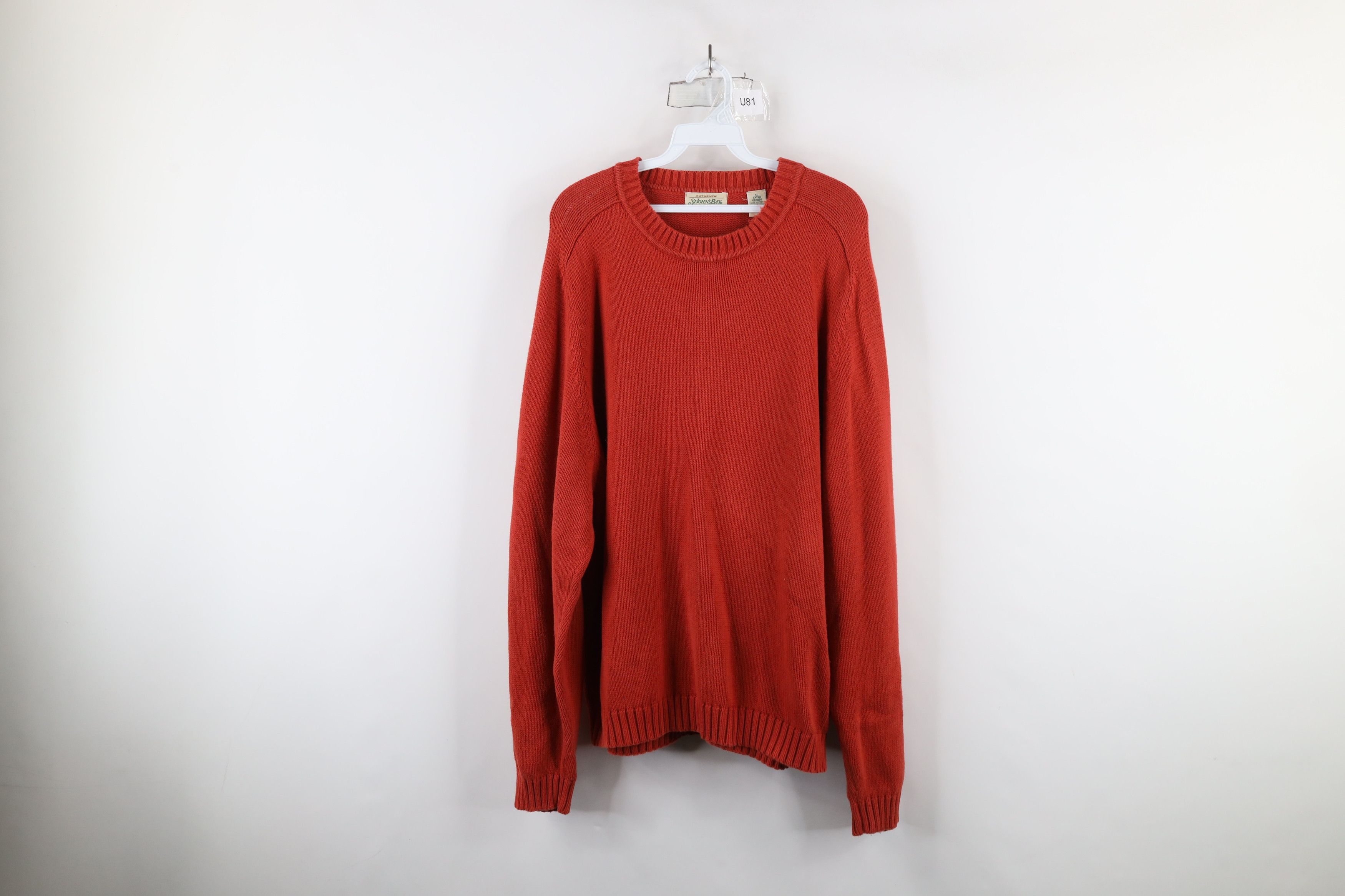 Vintage Vintage 90s Streetwear Cotton Knit Crewneck Sweater Orange Size US XL / EU 56 / 4 - 1 Thumbnail