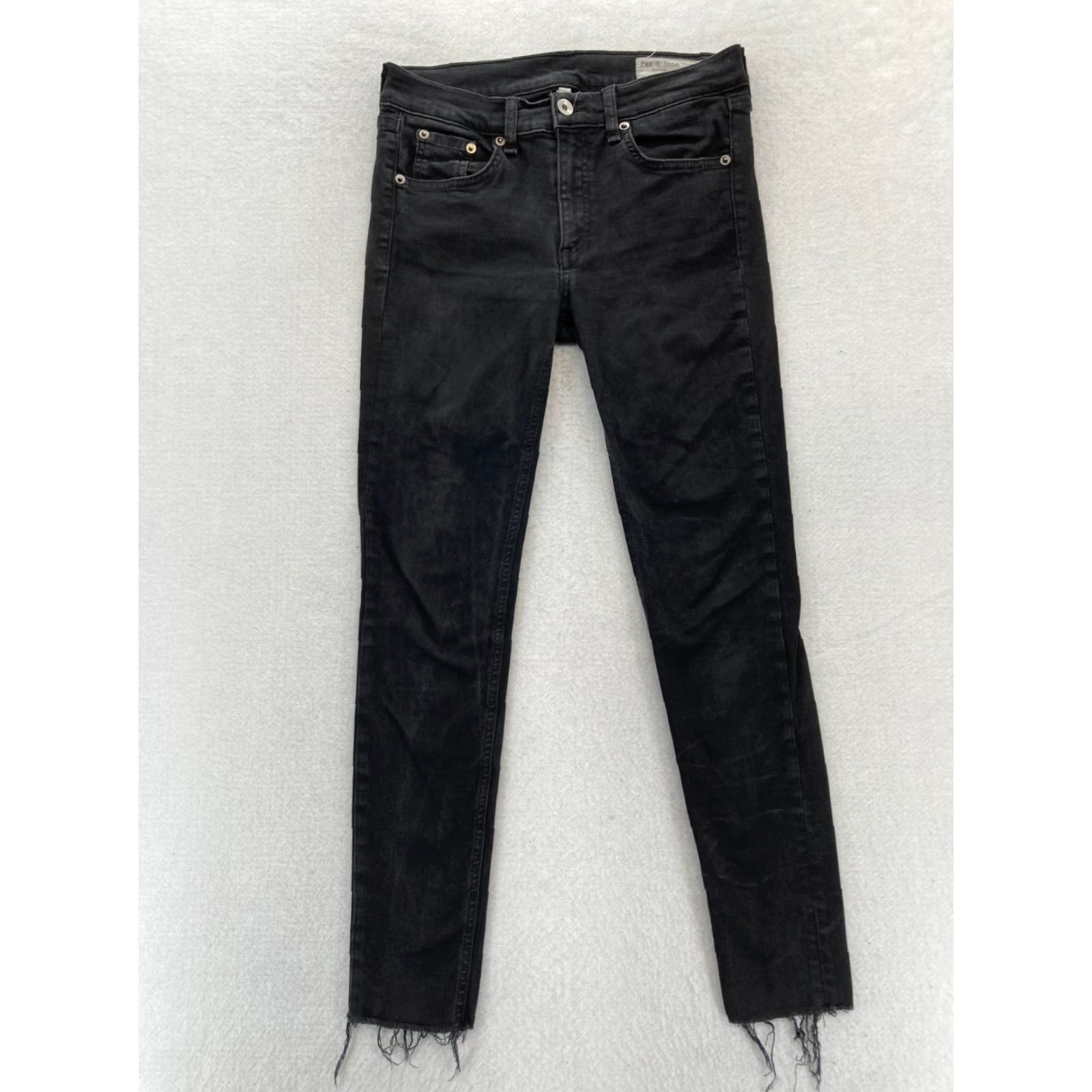 Rag & Bone Rag & Bone Skinny Ankle Jeans Women 27 Black Stretch Denim Low Rise Distressed Jeans Size 27" / US 4 / IT 40 - 2 Thumbnail