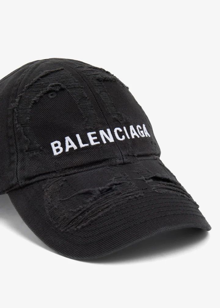 Balenciaga o1srvl11e0426 Size: OS / BB Laser Destroyed Hat / Cap Black Size ONE SIZE - 2 Thumbnail