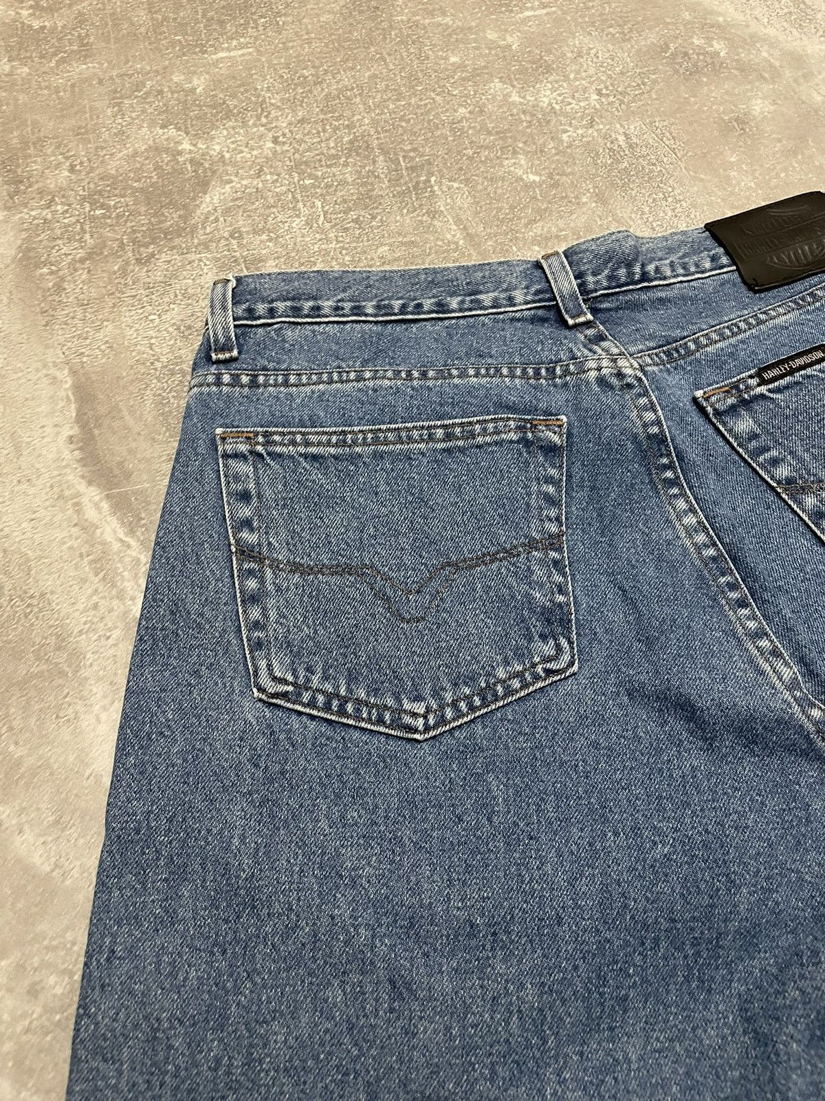 Harley Davidson × Vintage Vintage Harley Davidson Buggy Blue Denim Jeans Y2K 34/30 Size US 34 / EU 50 - 19 Thumbnail