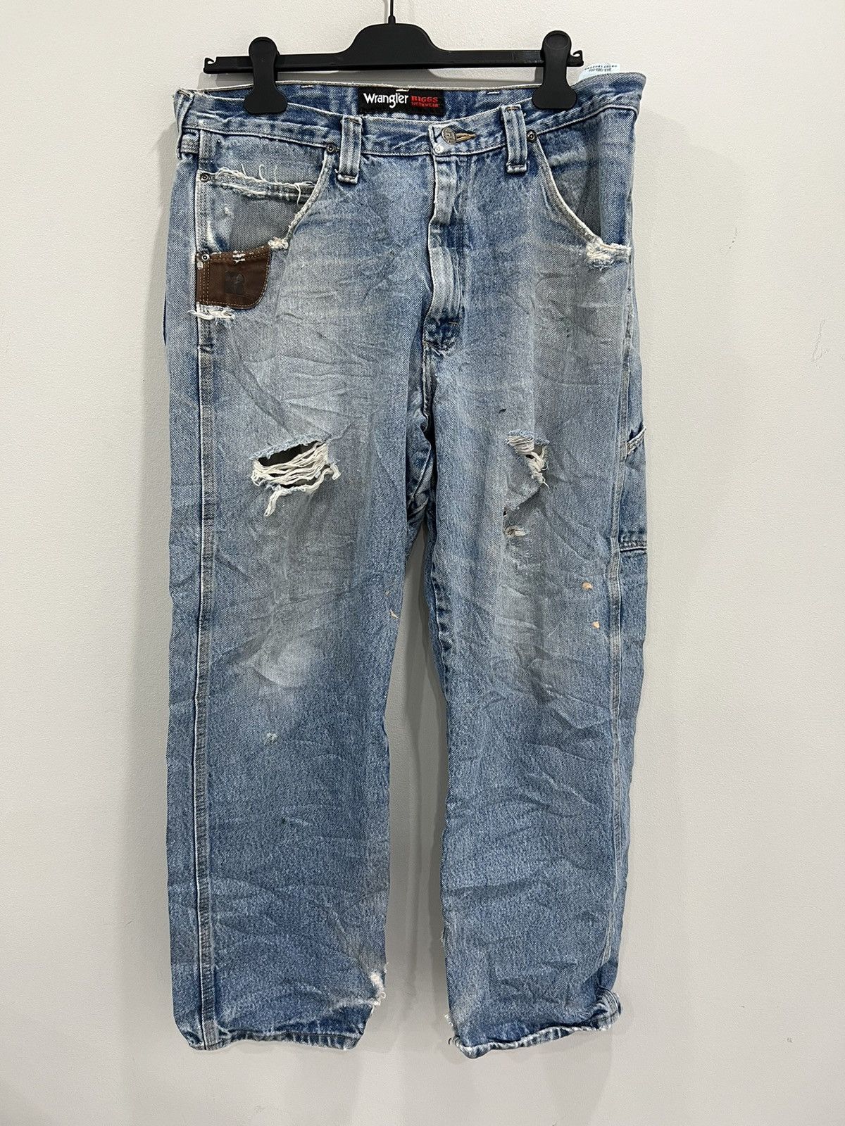 Vintage × Wrangler Vtg Wrangler Thrashed Baggy Denim Jeans Pants 36x30 carhartt Size US 36 / EU 52 - 1 Thumbnail