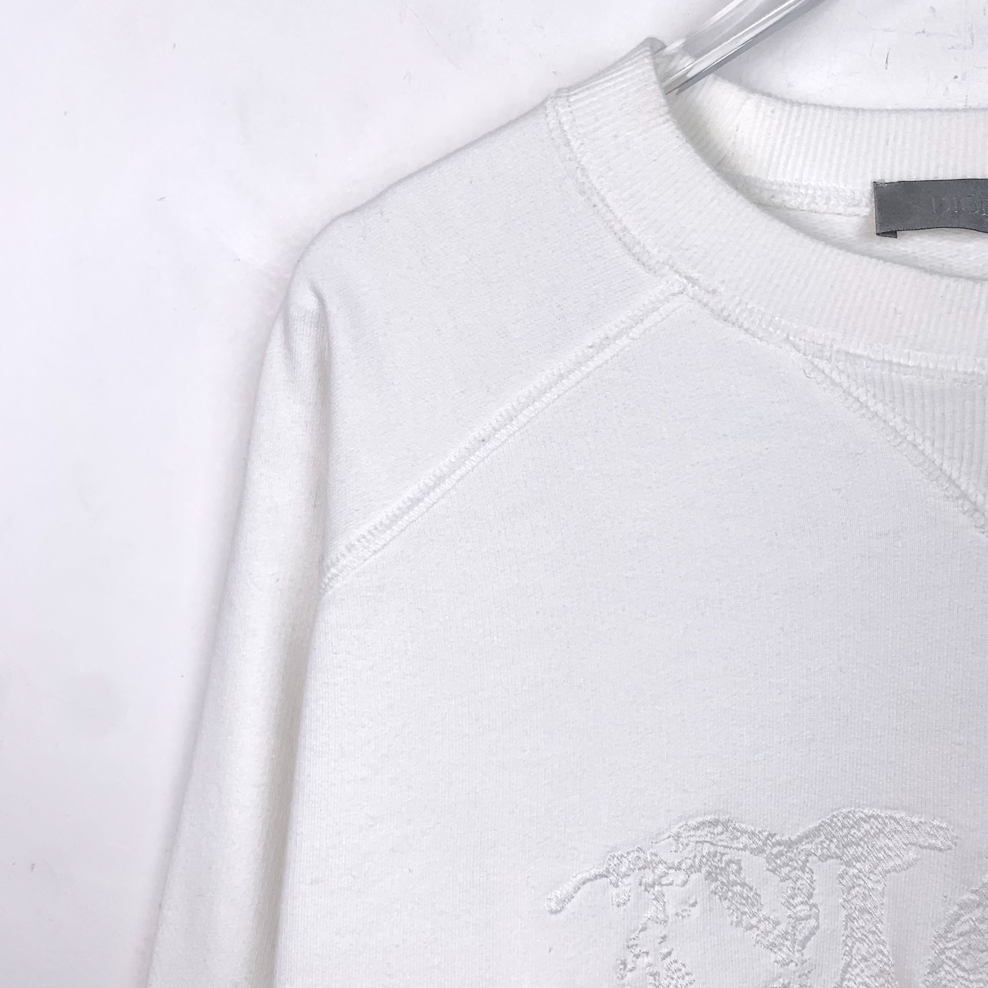 Dior Dior White Logo Embroidered Cotton Crewneck Sweatshirt (Size Size M / US 6-8 / IT 42-44 - 7 Thumbnail