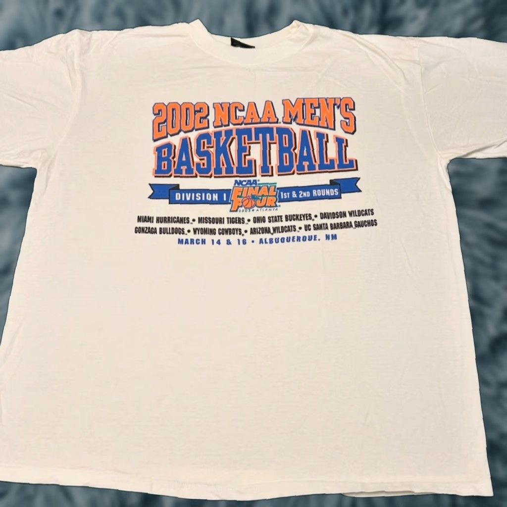 NCAA VINTAGE NCAA Final Four Basketball 2002 First Round Atlanta VTG Shirt Mens 2XL White Basketball 90s College Sports University Vintage Mens XXL Size US XXL / EU 58 / 5 - 1 Thumbnail