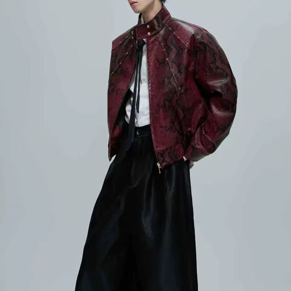 Leather Streetwear Python Texture PU Leather Loose Jacket Size US XL / EU 56 / 4 - 2 Thumbnail