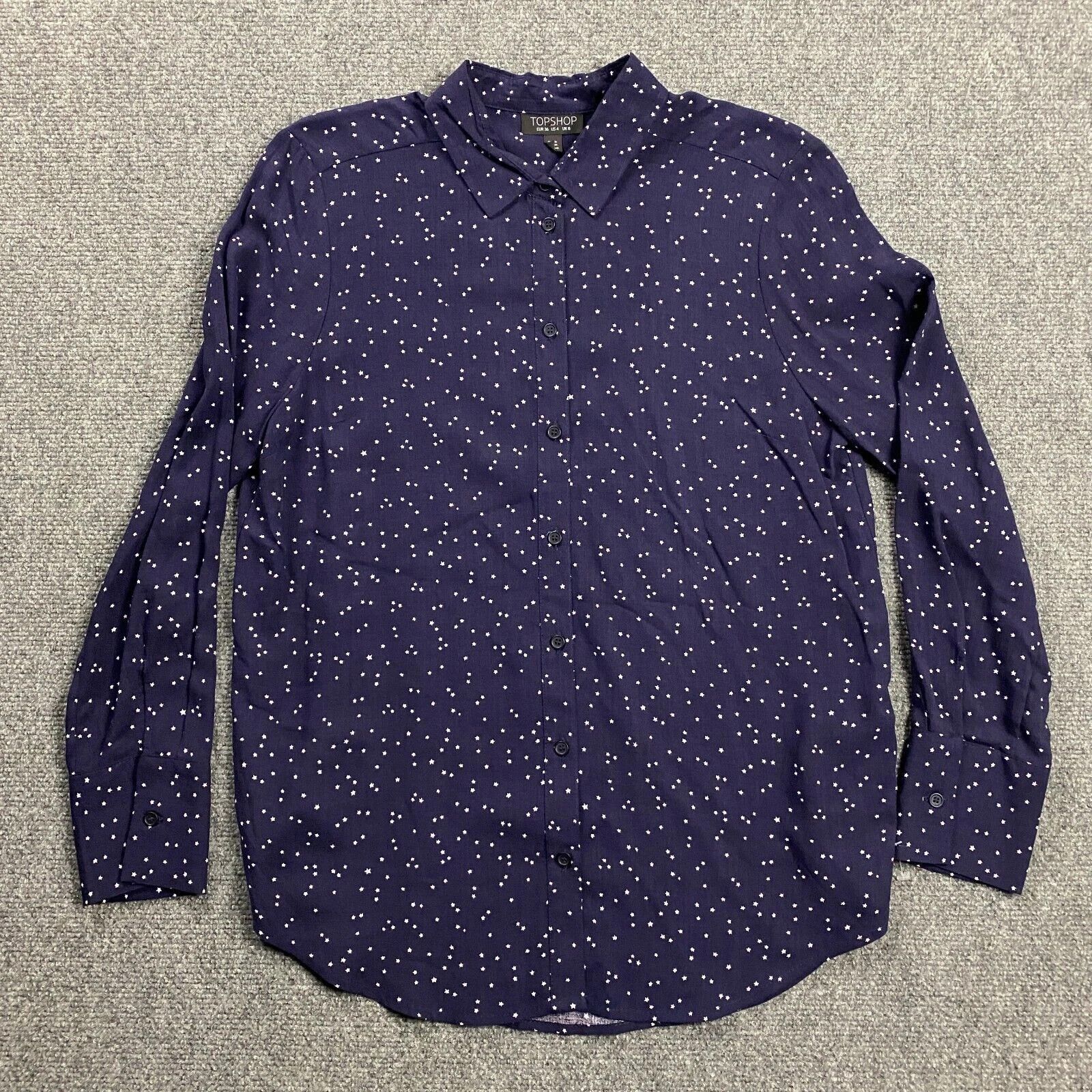 Topshop Topshop Top Women's Size 4 Blue Stars Button Up Viscose Size S / US 4 / IT 40 - 1 Thumbnail