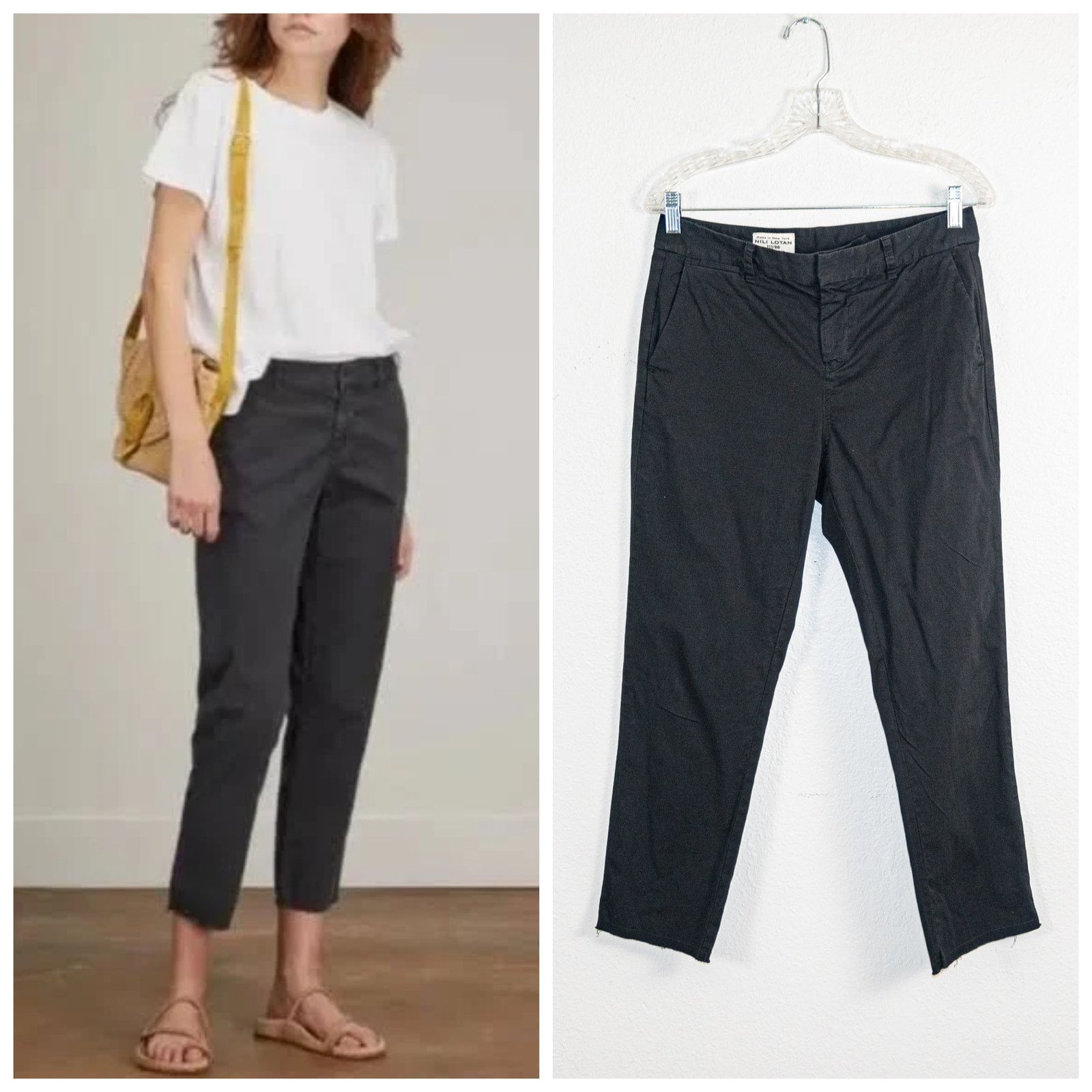 Nili Lotan NILI LOTAN $345 Eash Hampton Pants in Carbon Black crop hem Size 28" / US 6 / IT 42 - 1 Thumbnail