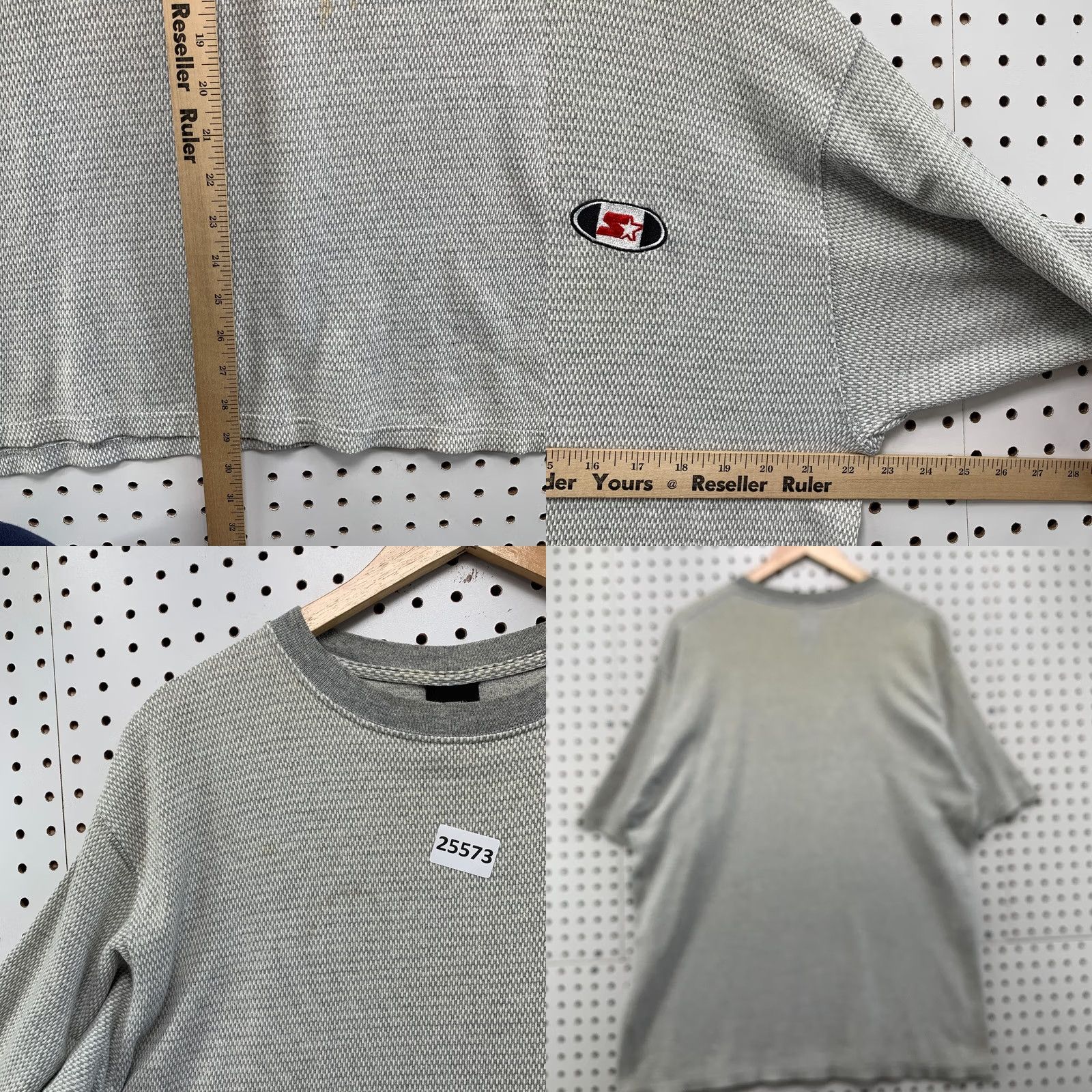 Starter VINTAGE Starter Shirt Gray White Knit Striped Adult XL Short Sleeve 90s Mens Size US XL / EU 56 / 4 - 9 Thumbnail