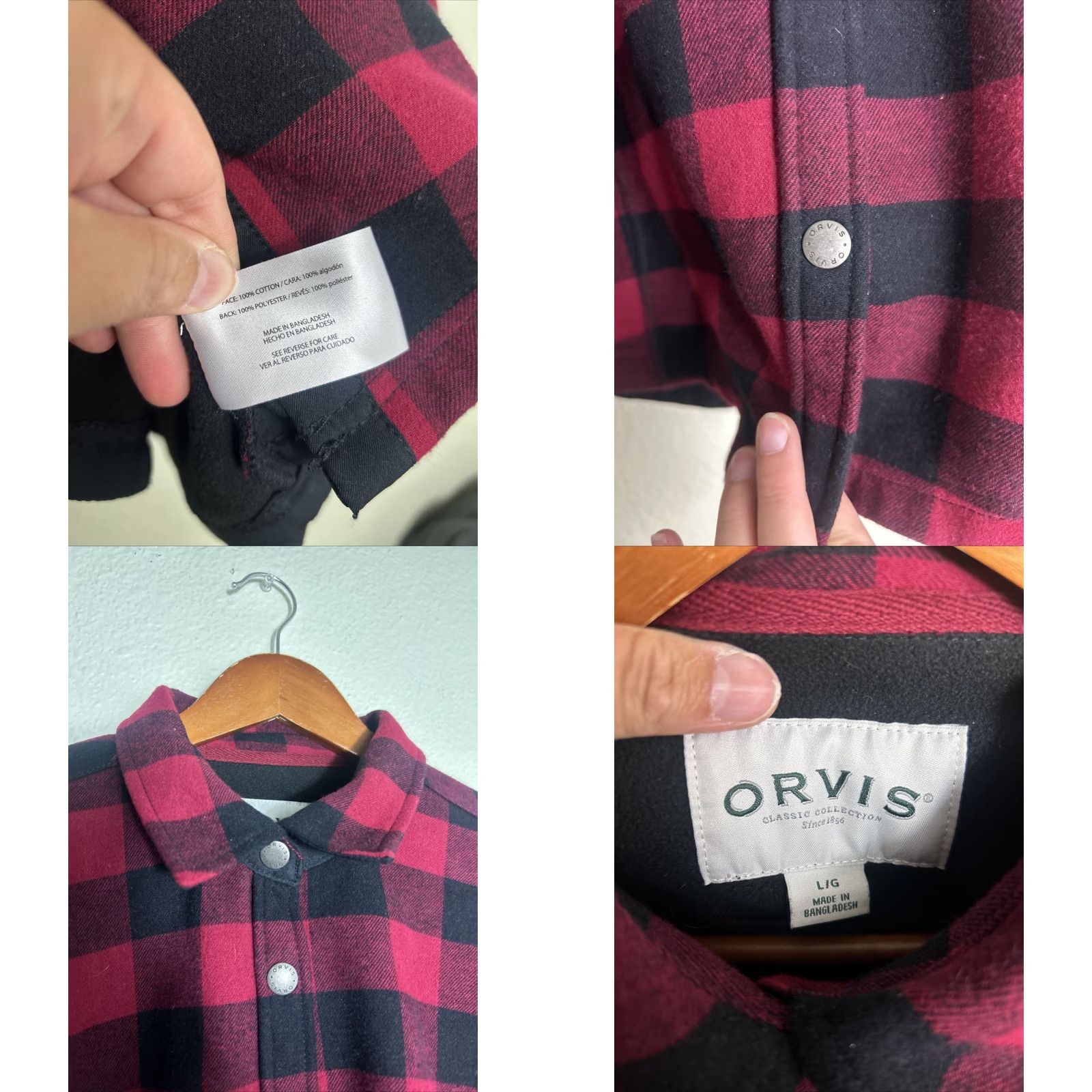 Orvis Orvis Women’s Fleece Lined Shirt Red Plaid Jacket L Snap Front Pockets Size L / US 10 / IT 46 - 8 Thumbnail