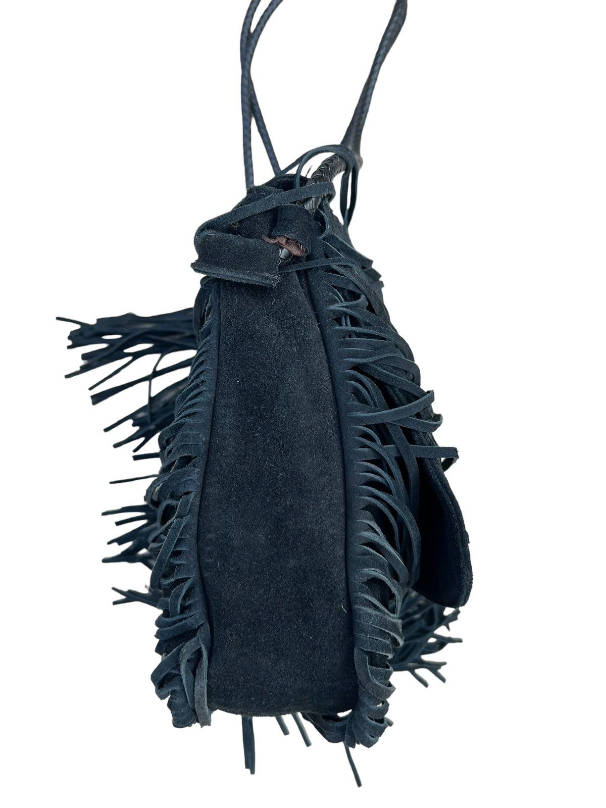 Leather Memory of Tomorrow Japan Black Suede Leather Fringe Bag Size ONE SIZE - 14 Thumbnail