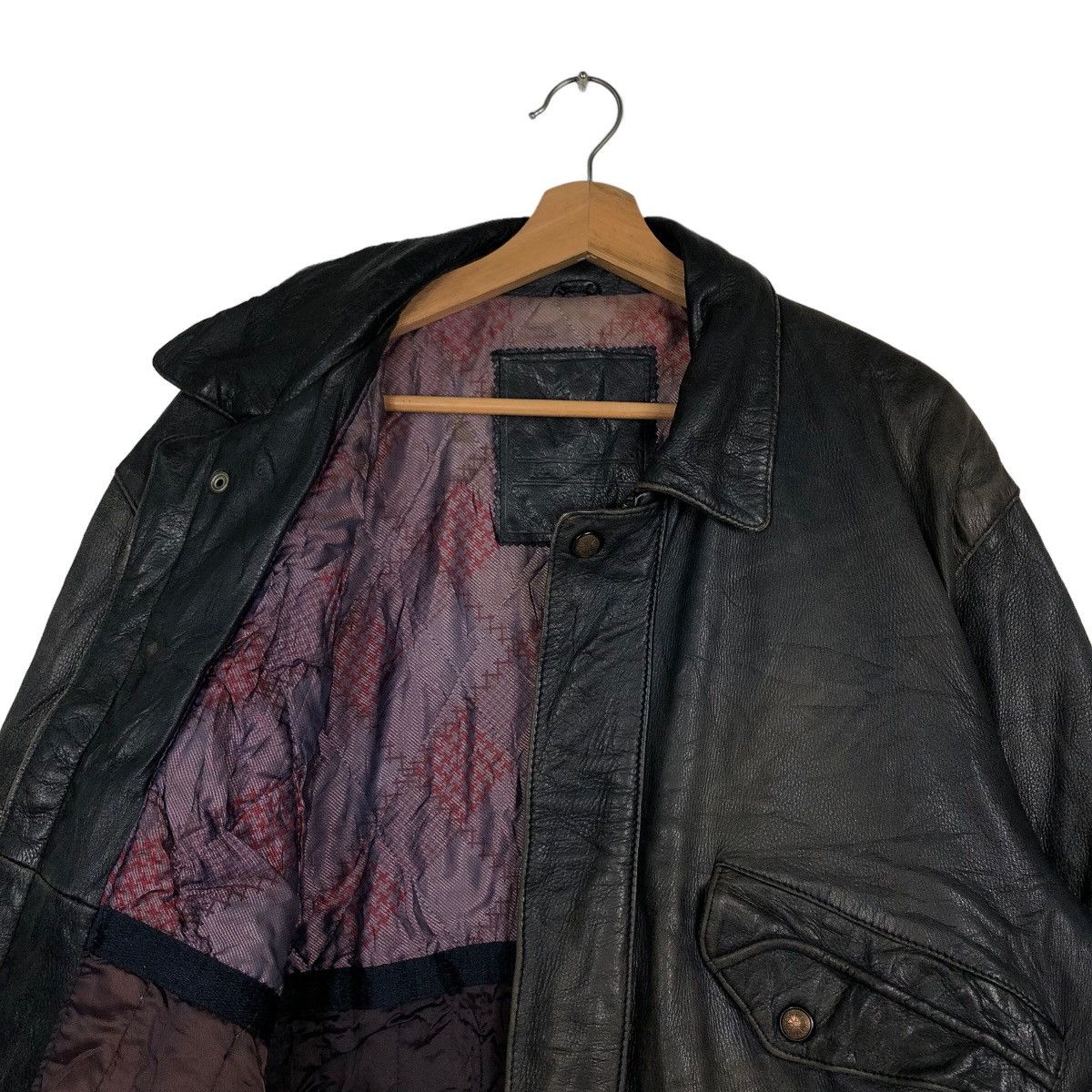 Genuine Leather 🔥90’s Vintage Genuine Leather Jacket Bomber Red Stage Japan Size US M / EU 48-50 / 2 - 10 Thumbnail